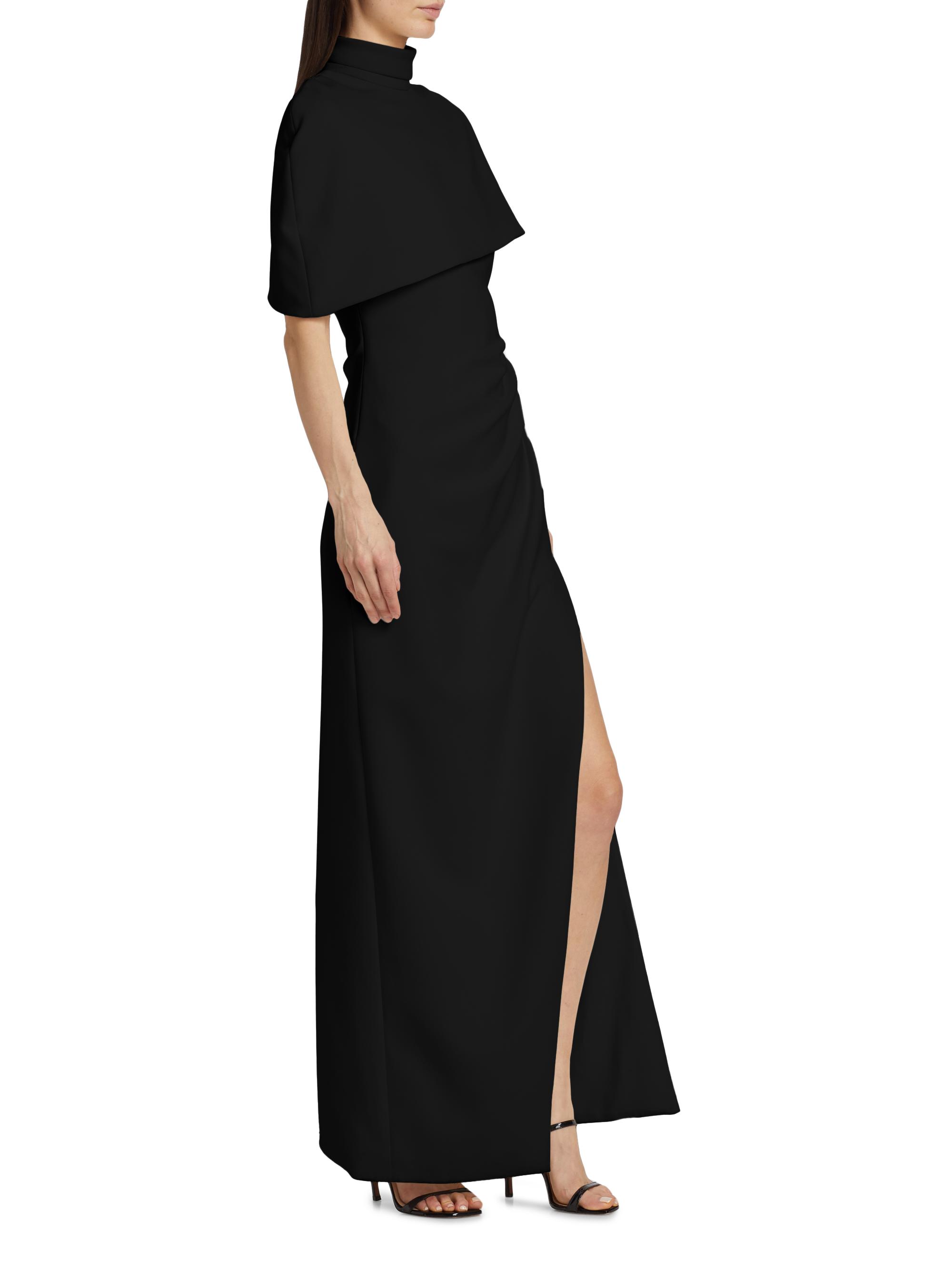 Brandon Maxwell Jersey Capelet Ruched Column Gown | Saks Fifth Avenue