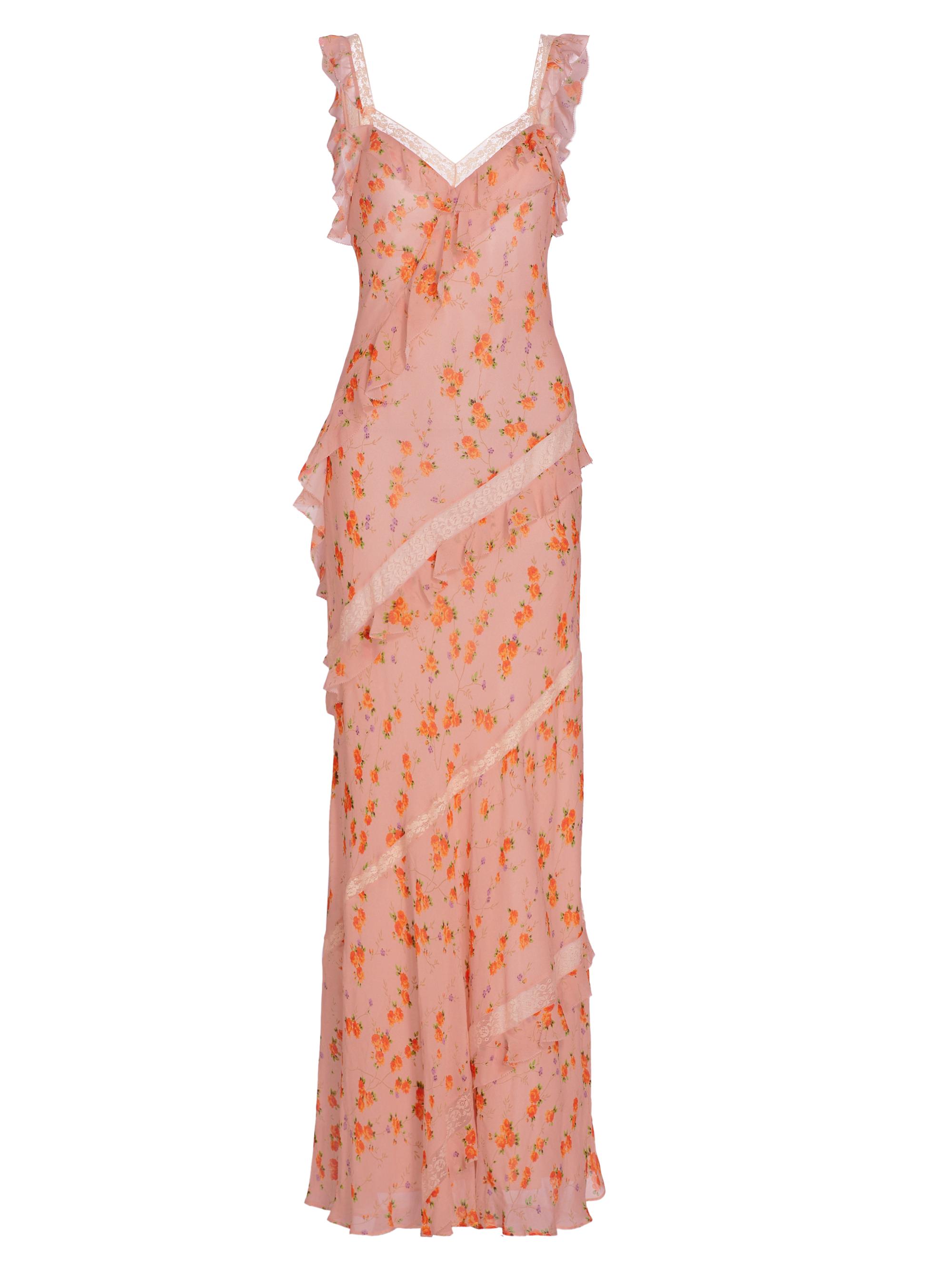 LoveShackFancy Women's Radiance Lace-Trimmed Floral Maxi Dress - Persian Orange