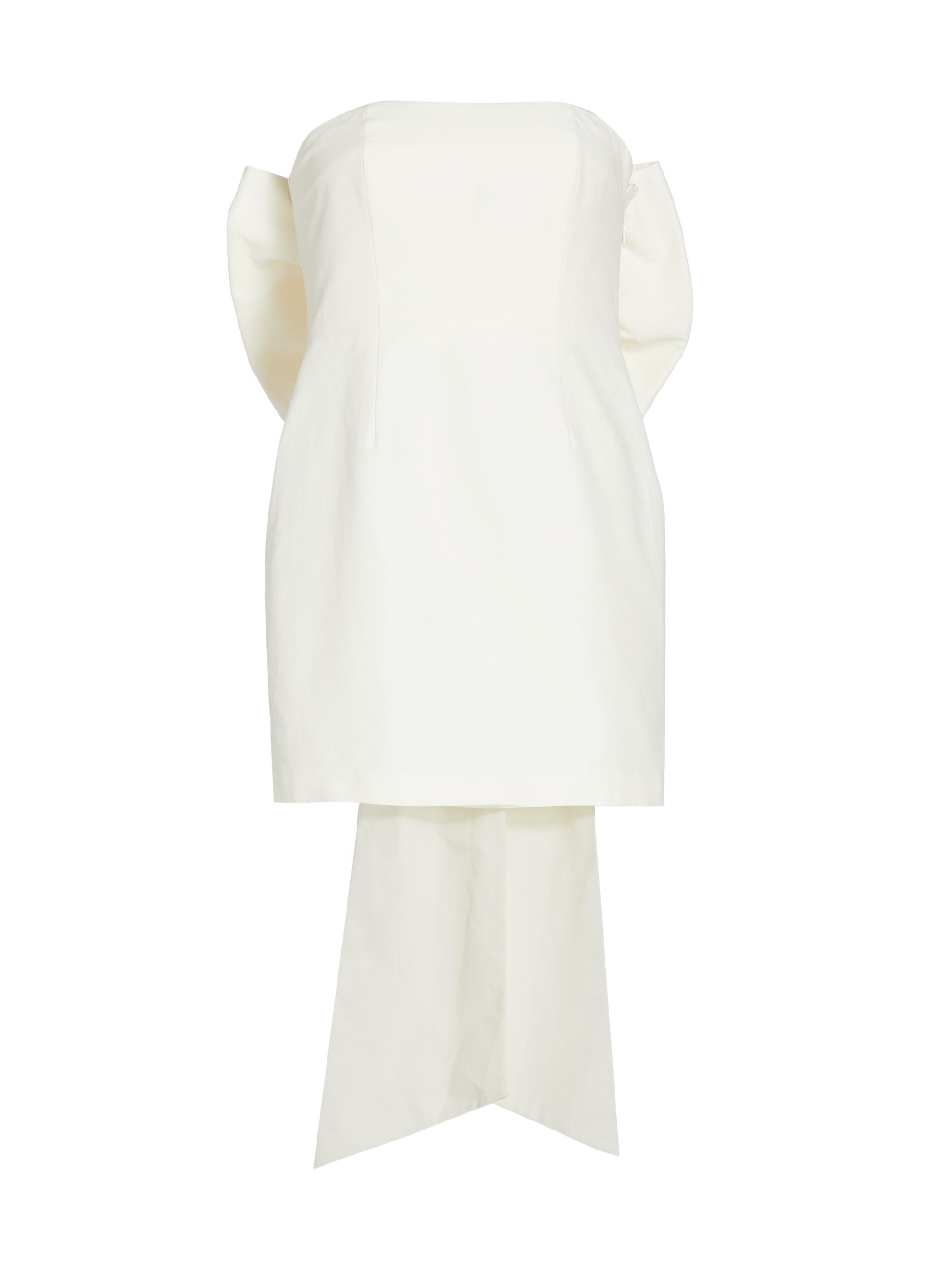 LoveShackFancy Women's Rhowsen Back Bow Strapless Minidress - Cloud Dancer