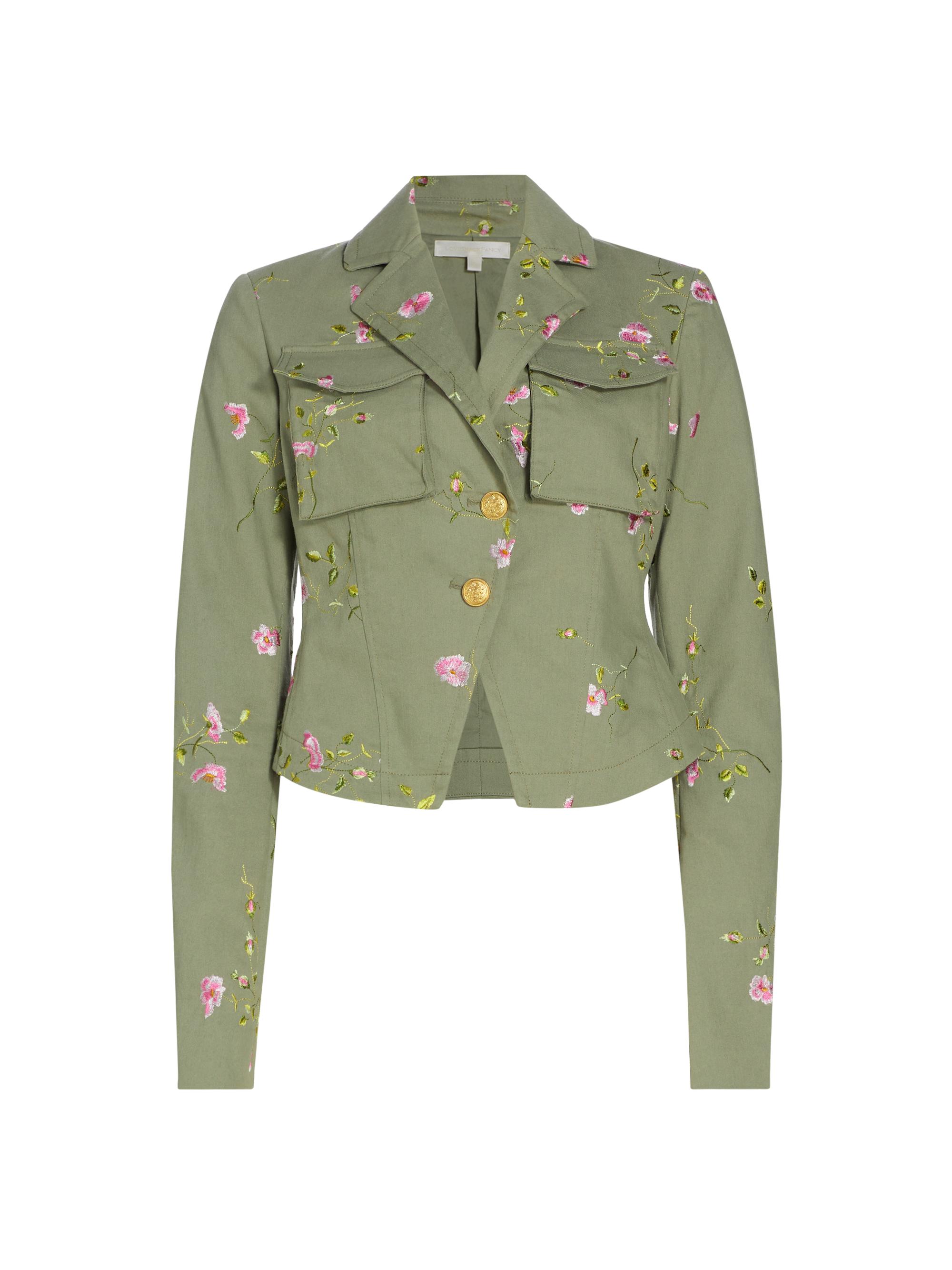 LoveShackFancy Women's Dolisa Floral Cargo Jacket - Olive Green