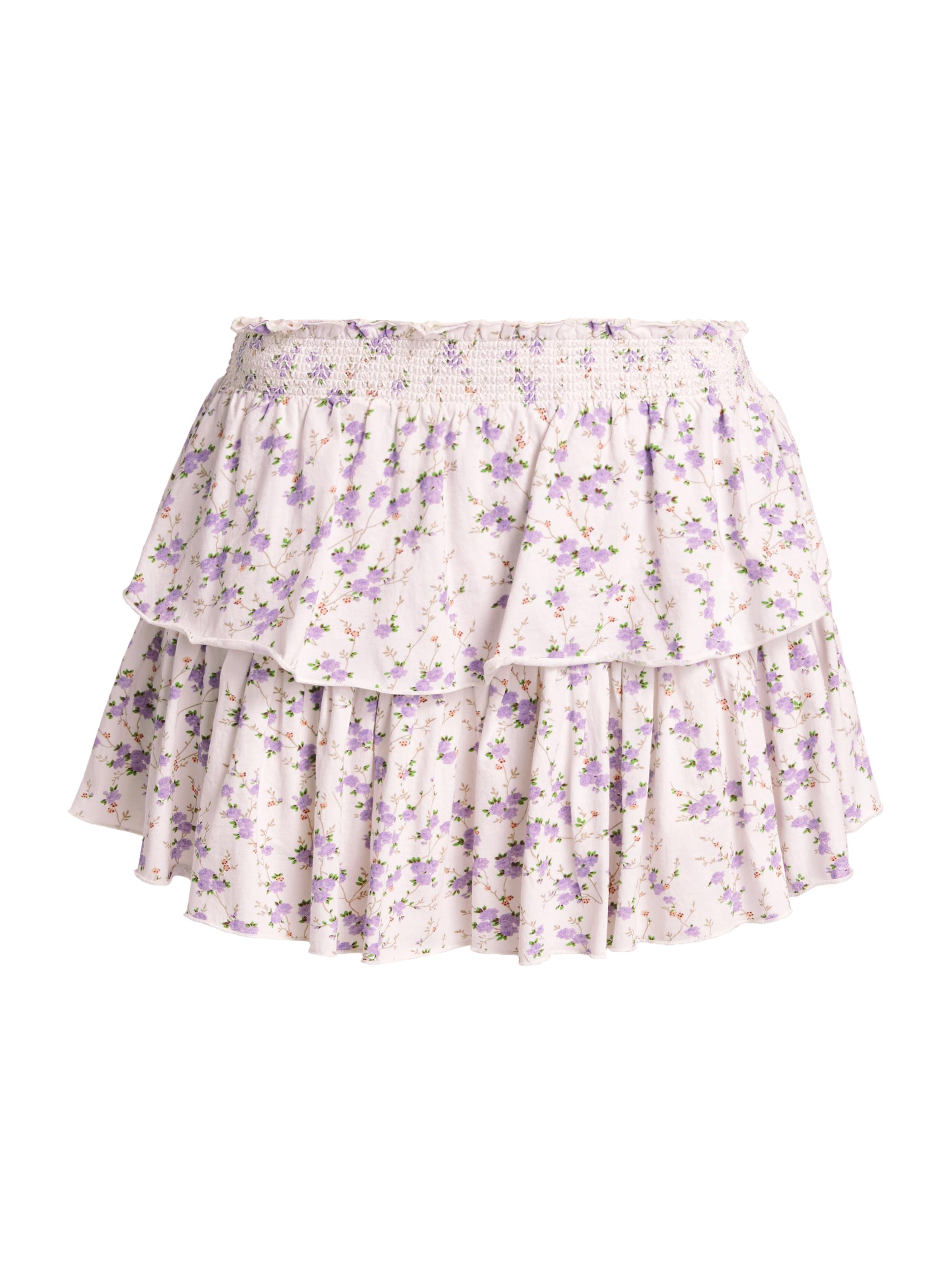 LoveShackFancy Women's Floral Cotton Ruffled Miniskirt - Dusty Lavender