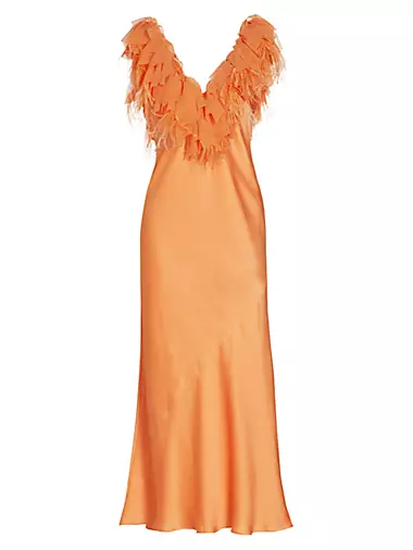 Manota Ruffle Feather Cocktail Dress
