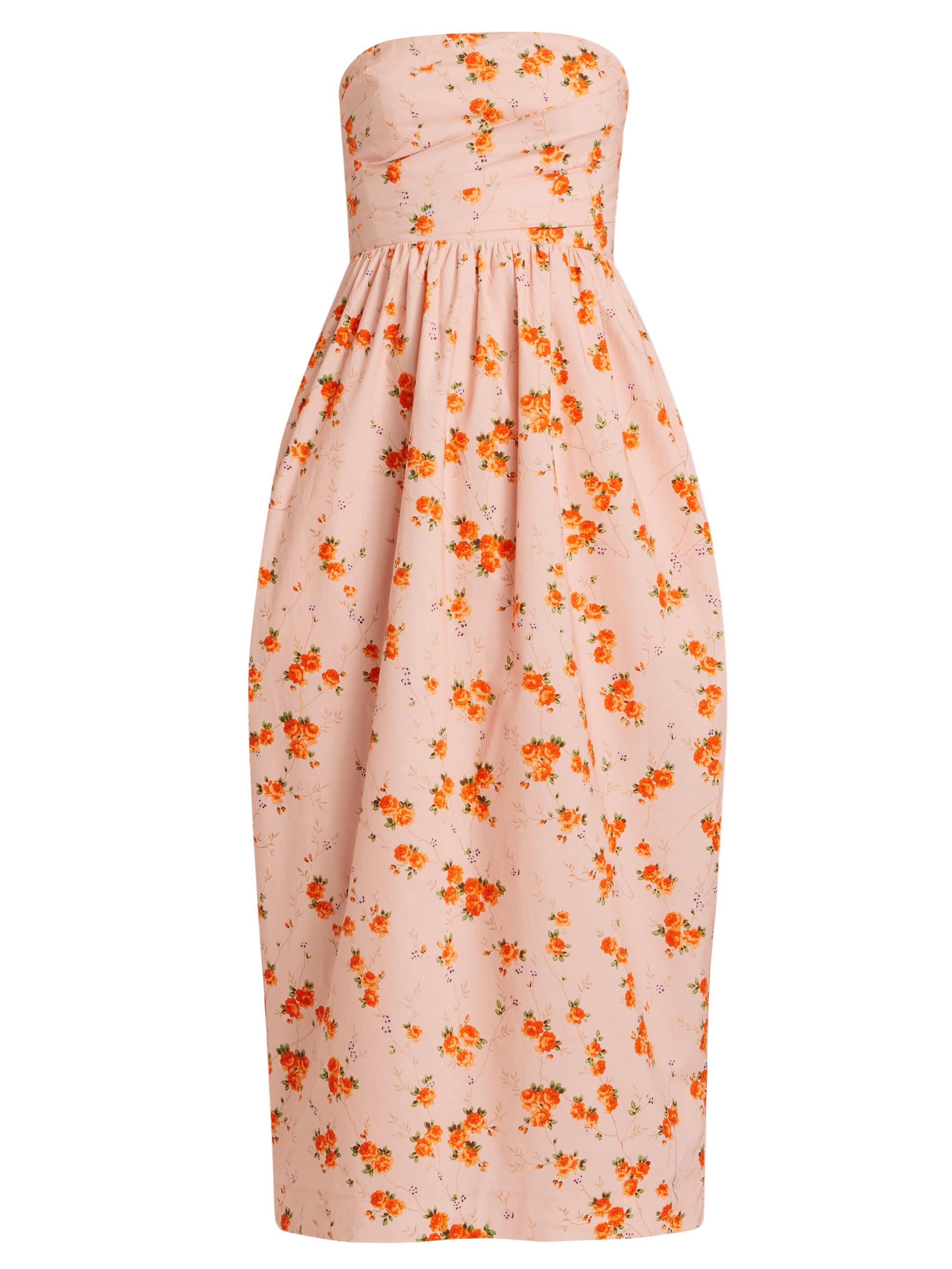 LoveShackFancy Women's Luxie Floral Cotton Strapless Midi-Dress - Persian Orange