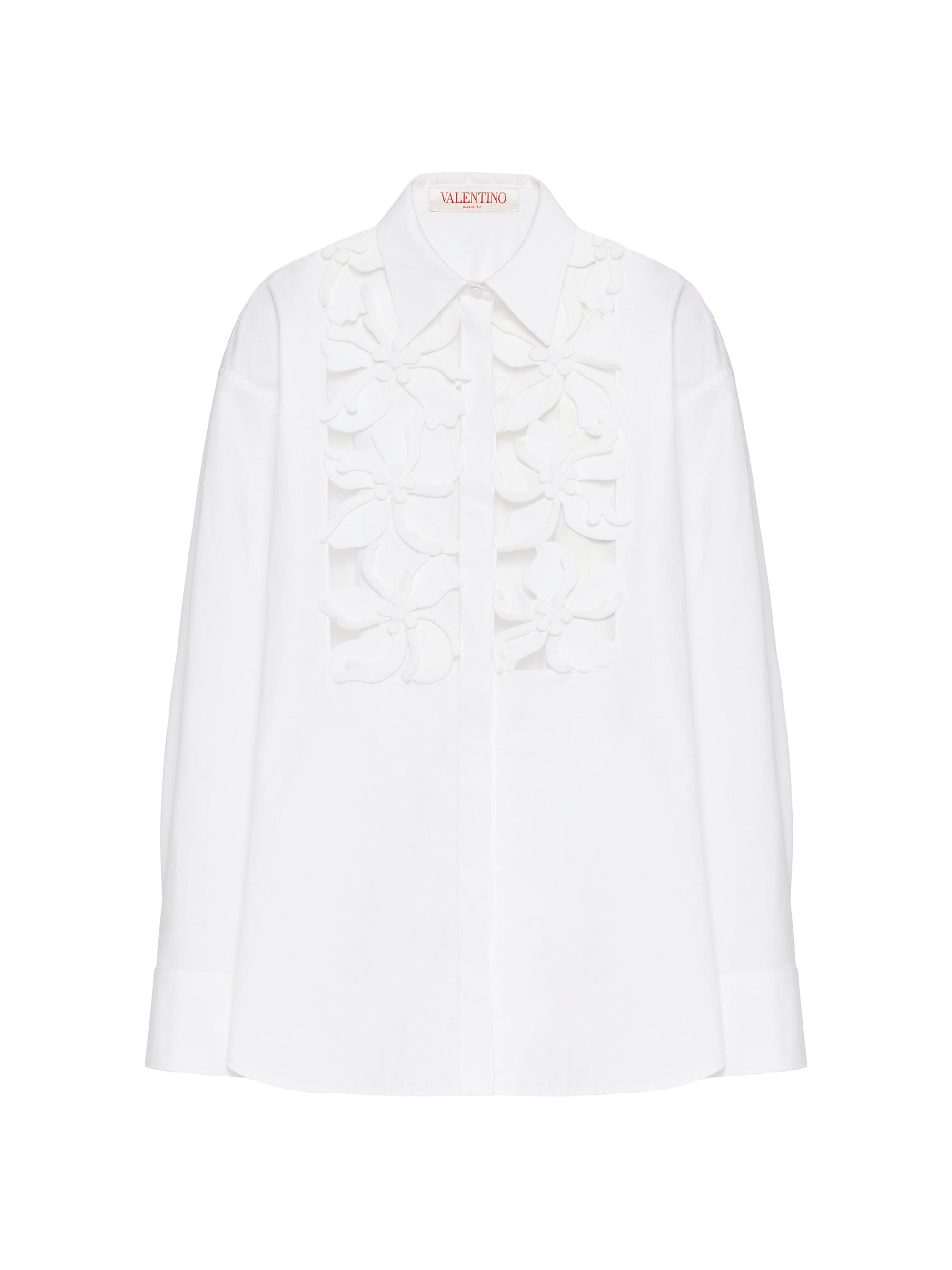 Valentino Garavani Women's Embroidered Compact Poplin Shirt - White