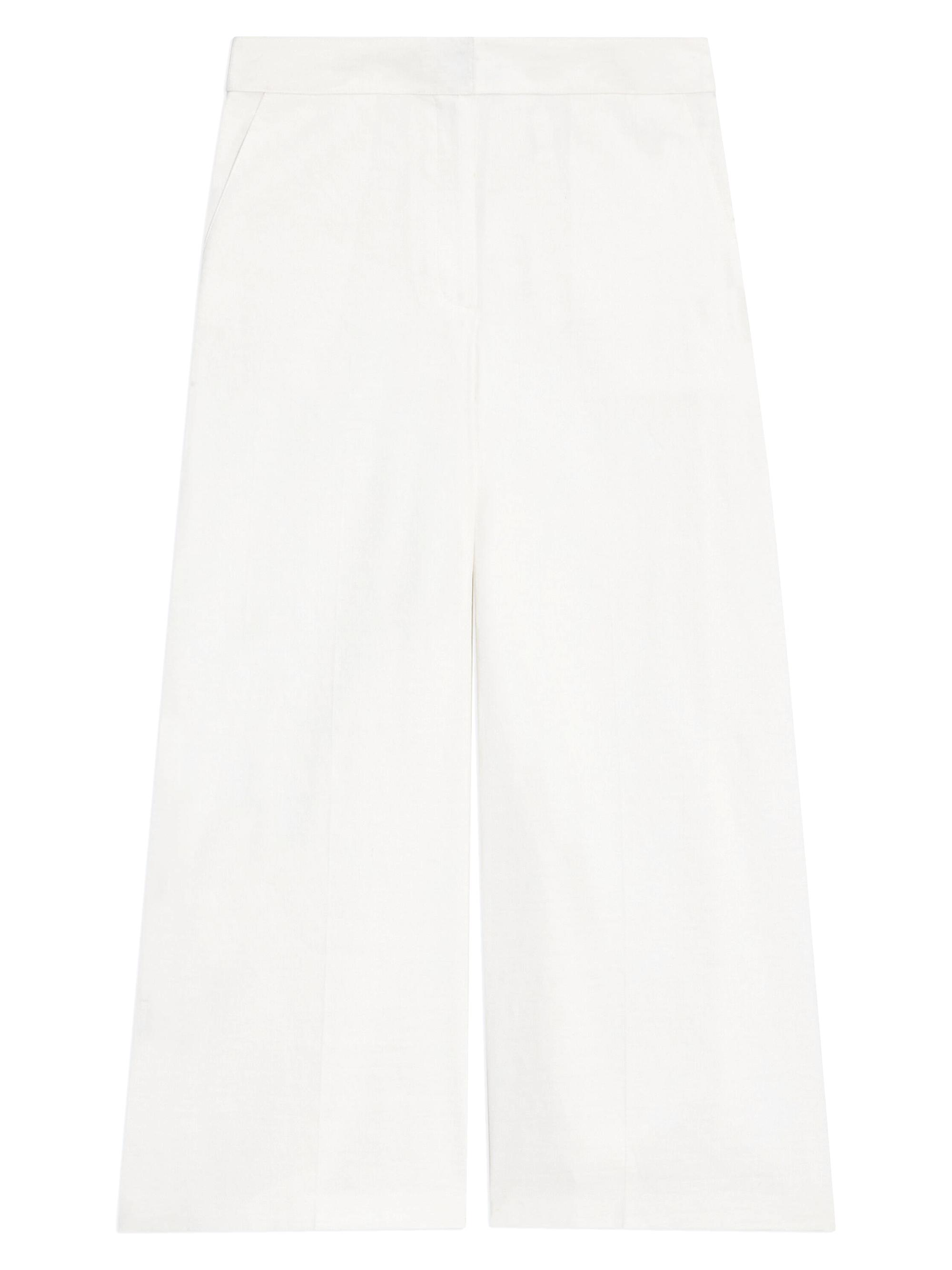 Theory Women's Terena Linen-Blend Wide Crop Pants - White
