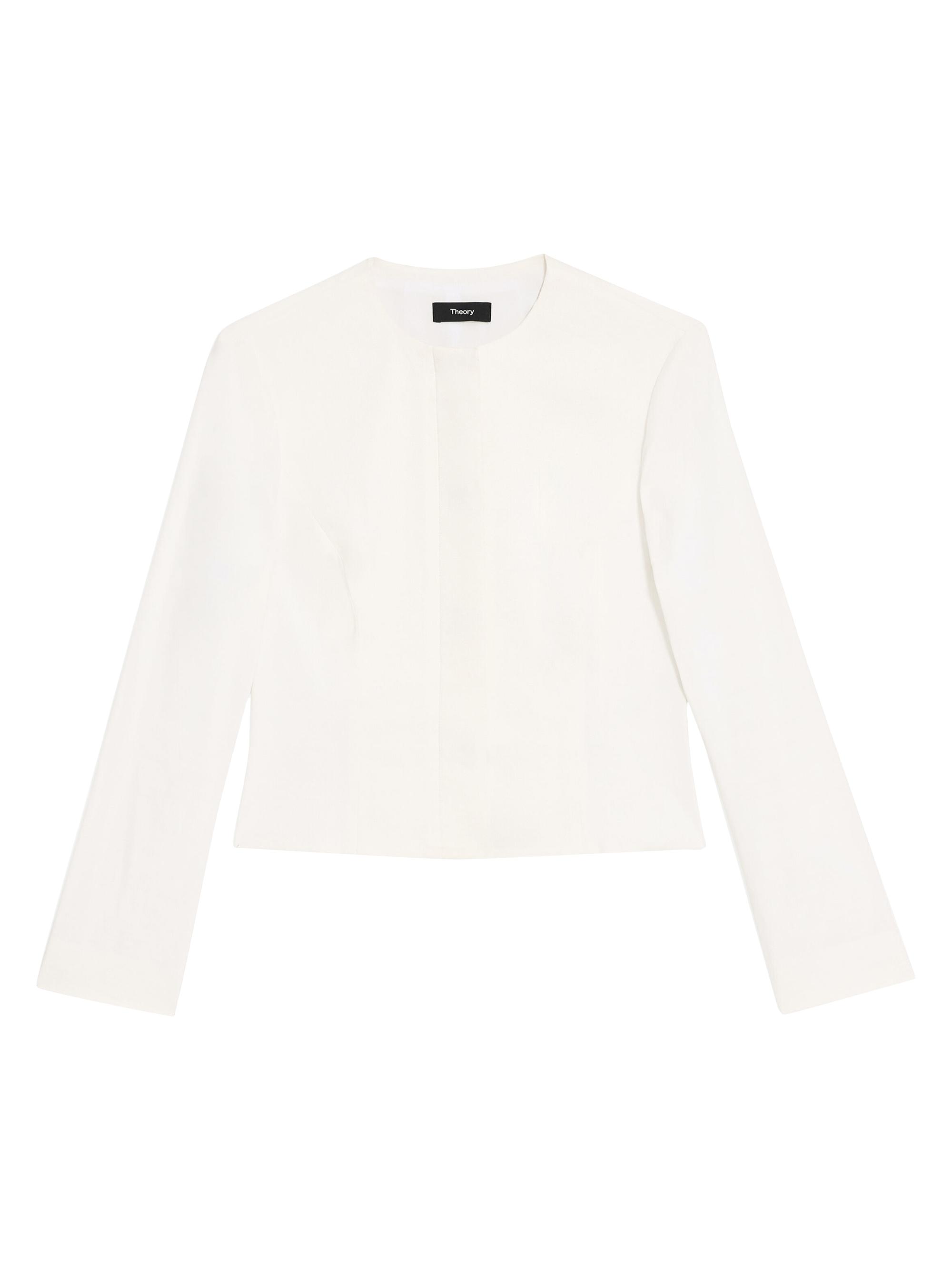 Theory Women's Linen-Blend Peplum Crop Jacket - White