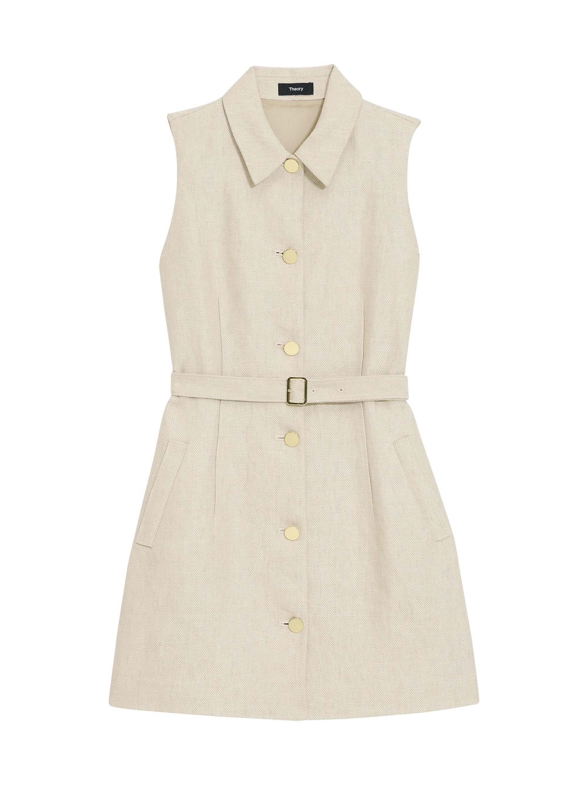 Theory Women's Linen Belted Minidress - Straw