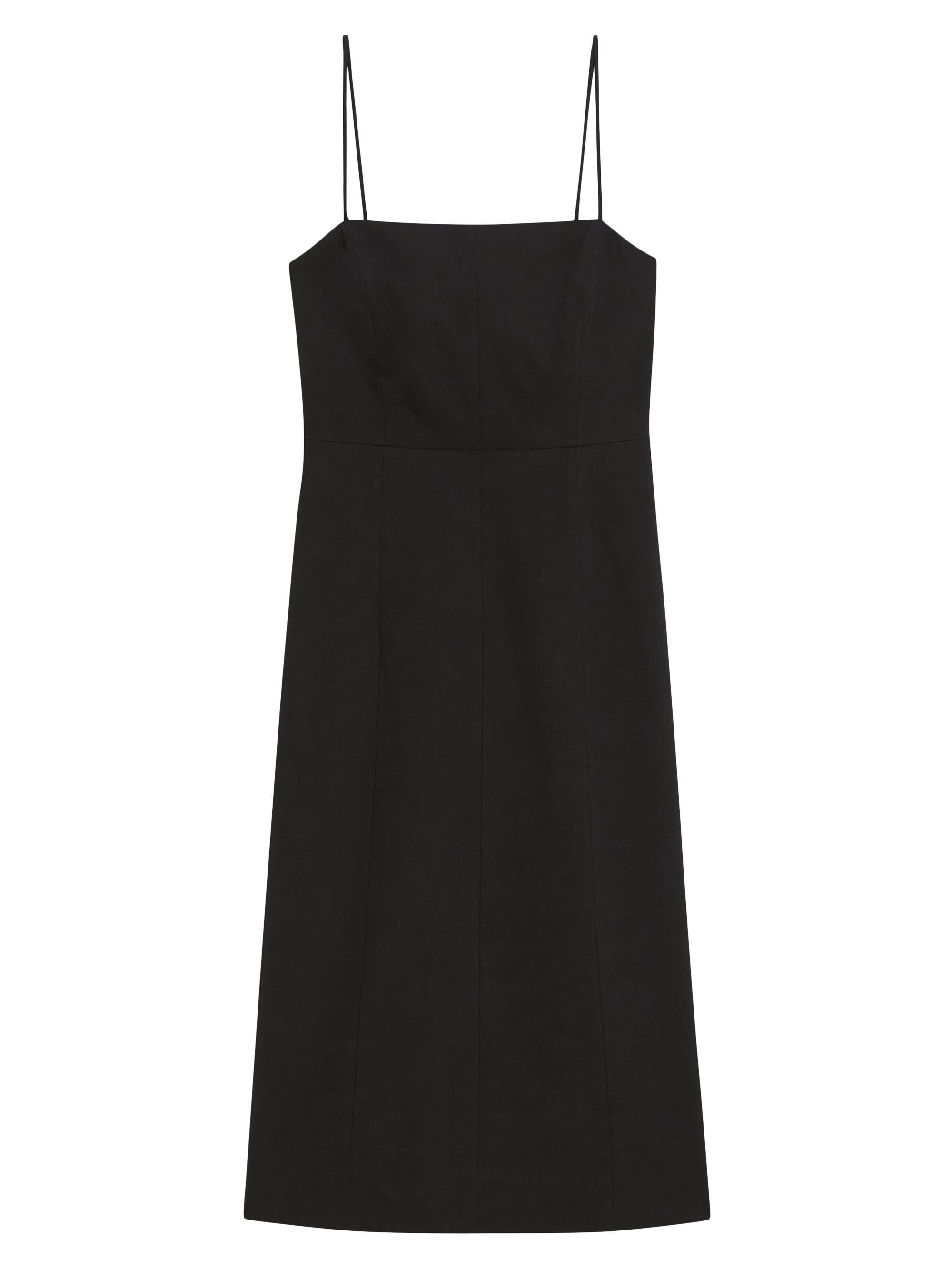 Theory Women's Strappy Linen-Blend Midi-Dress - Black