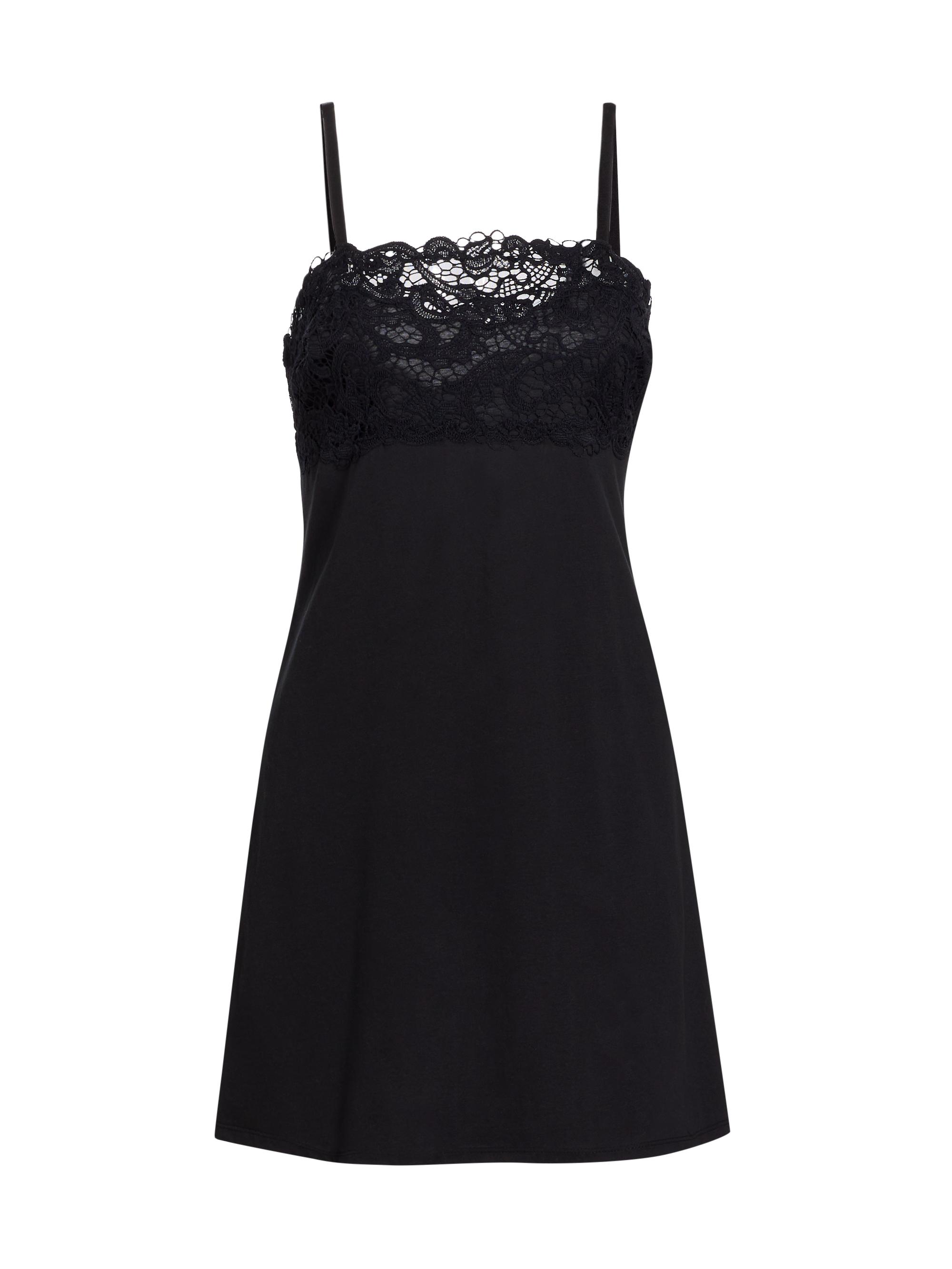 Natori Women's Bliss Harmony Lace-Trimmed Cotton Minidress - Black