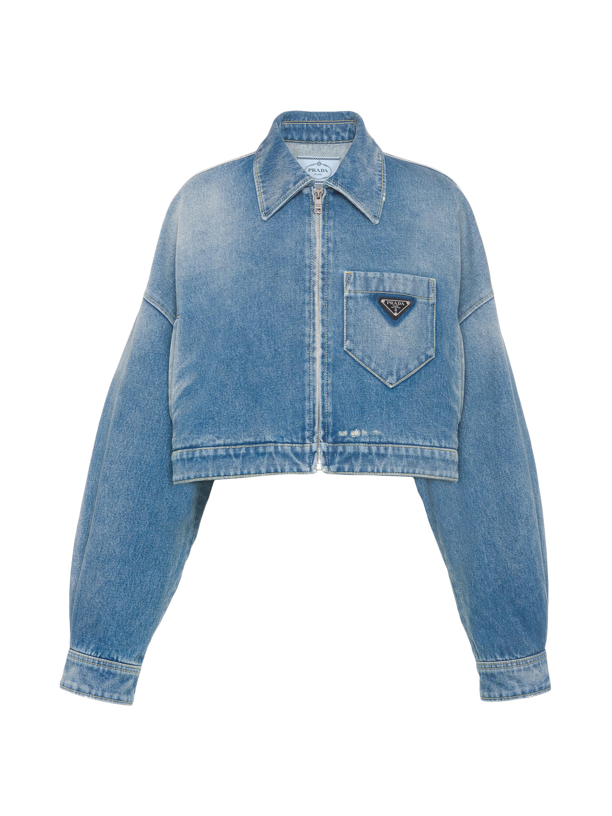 Prada Cropped Organic Denim Jacket | Saks Fifth Avenue