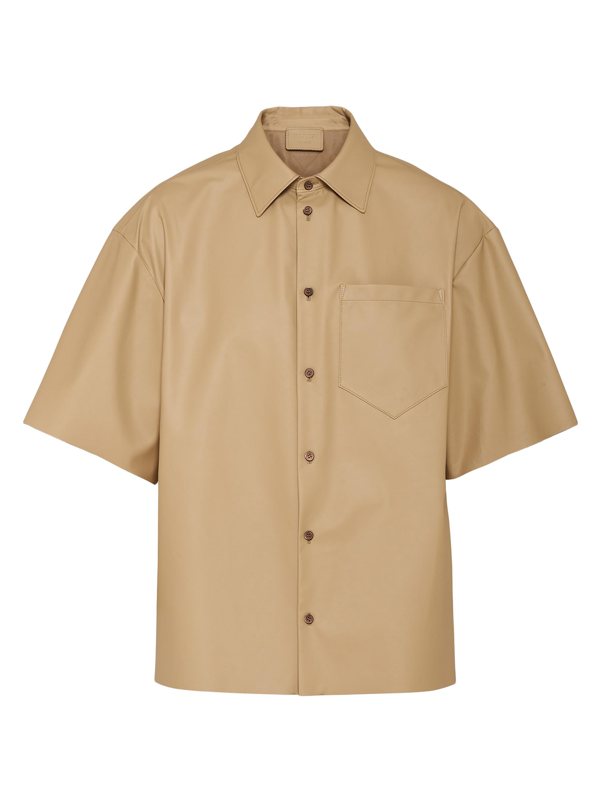 Prada Men's Leather Shirt - Beige Khaki