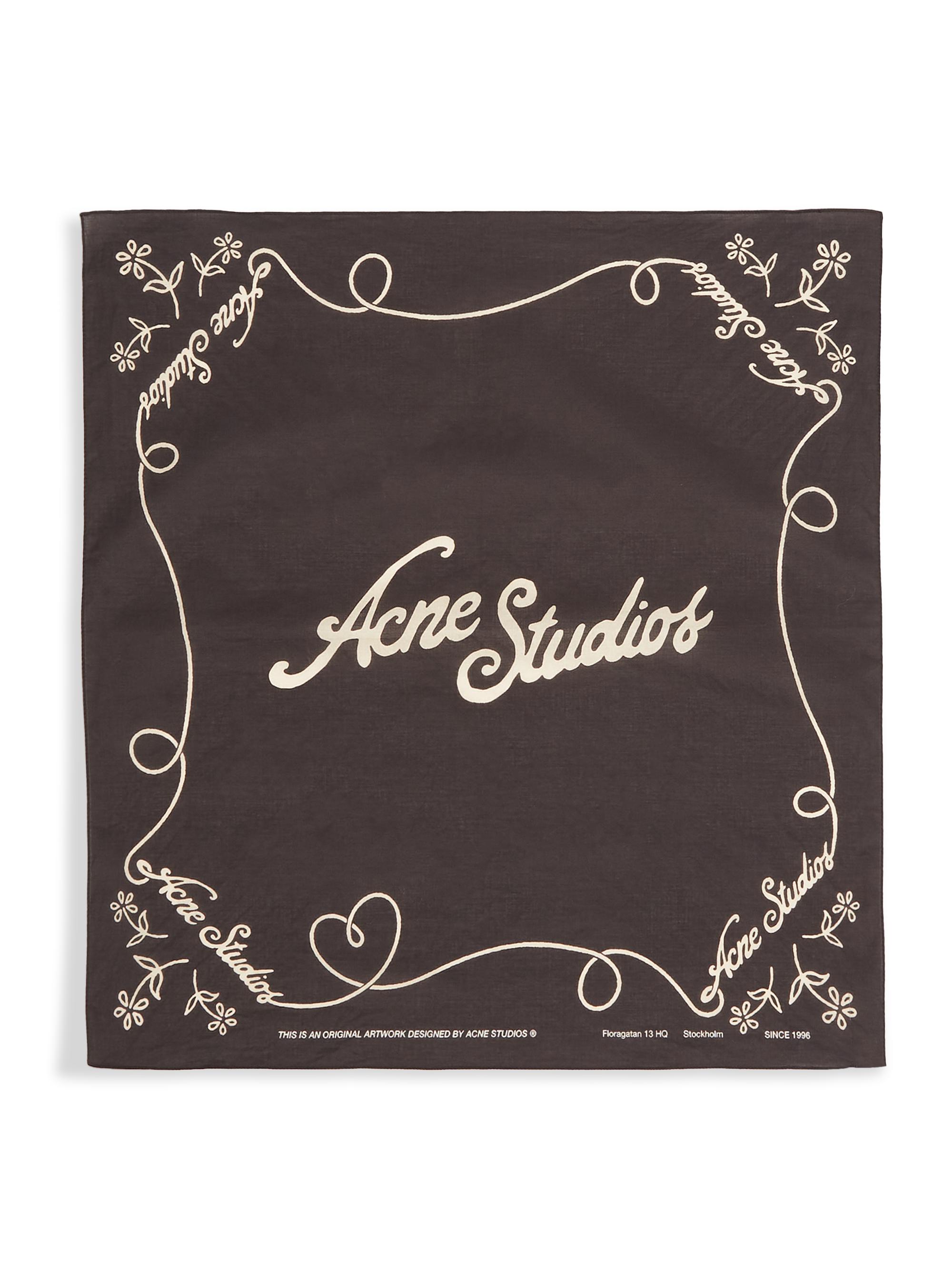 Acne Studios Men's Logo Printed Scarf - Black White
