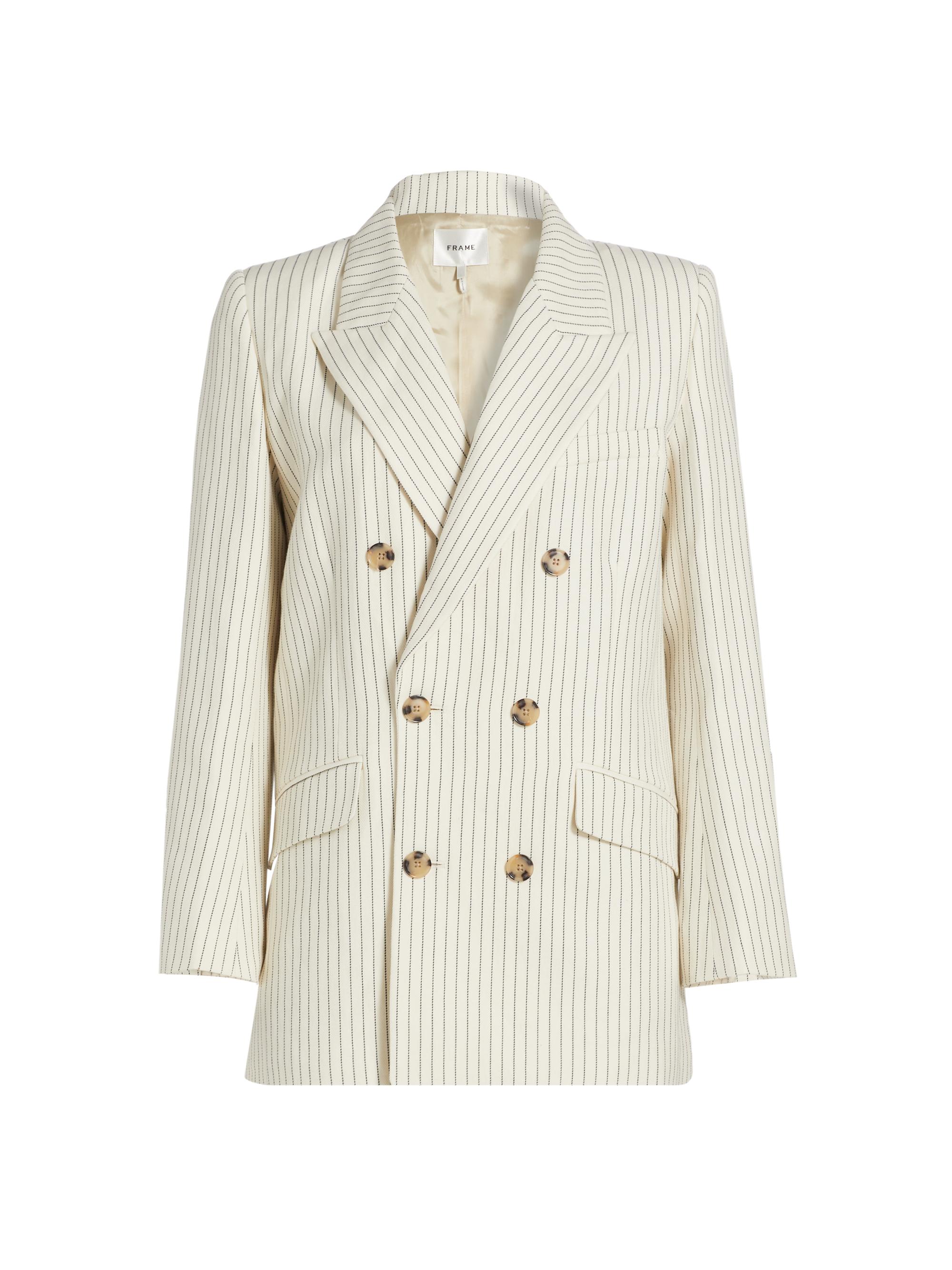 Frame Women's Pinstripe Cotton-Linen Blazer - Cream Multi