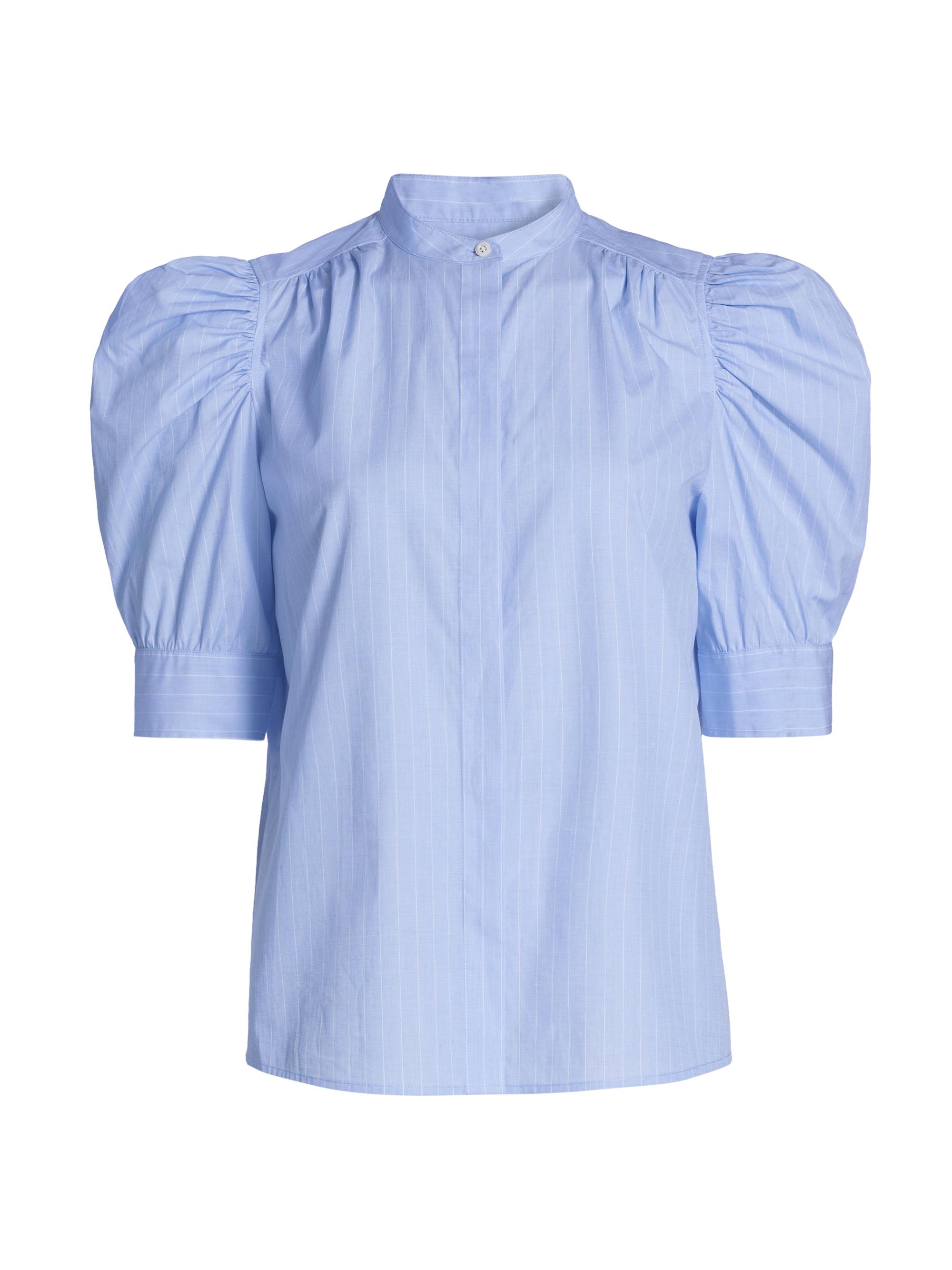 Frame Women's Ruched Puff-Sleeve Shirt - Chambray Blue