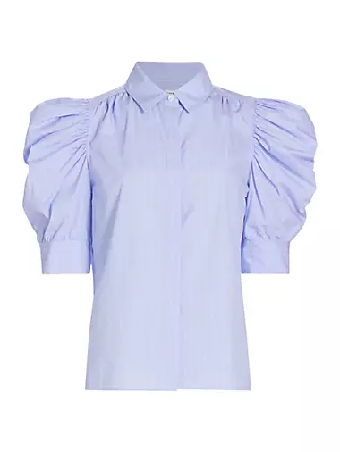 Ruched Puff-Sleeve Shirt