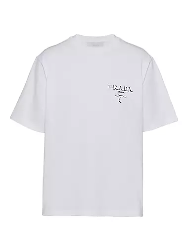 Logo cotton T-shirt in black - Prada