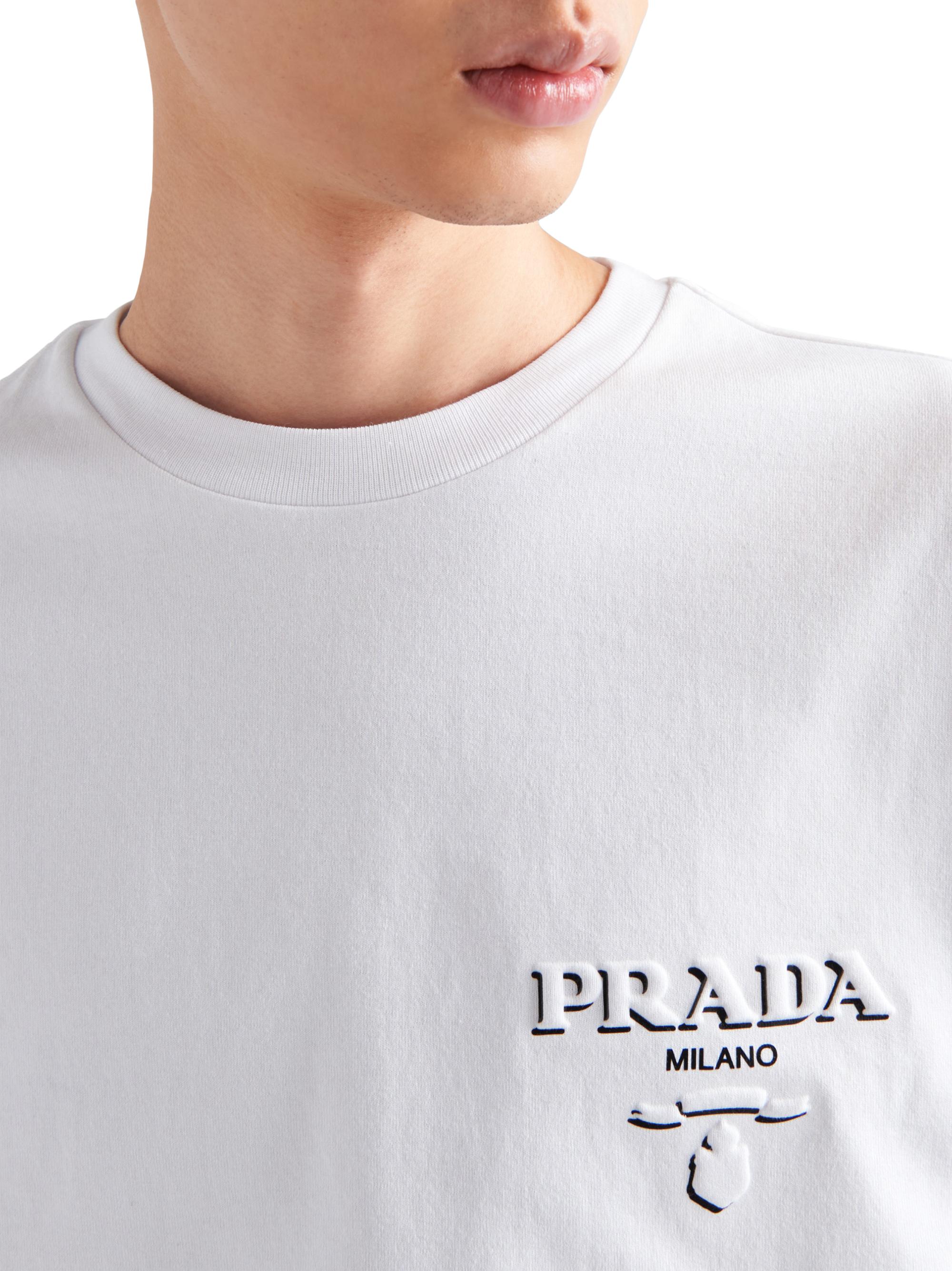 Prada Men's Cotton T-Shirt - White | Thumbnail 3