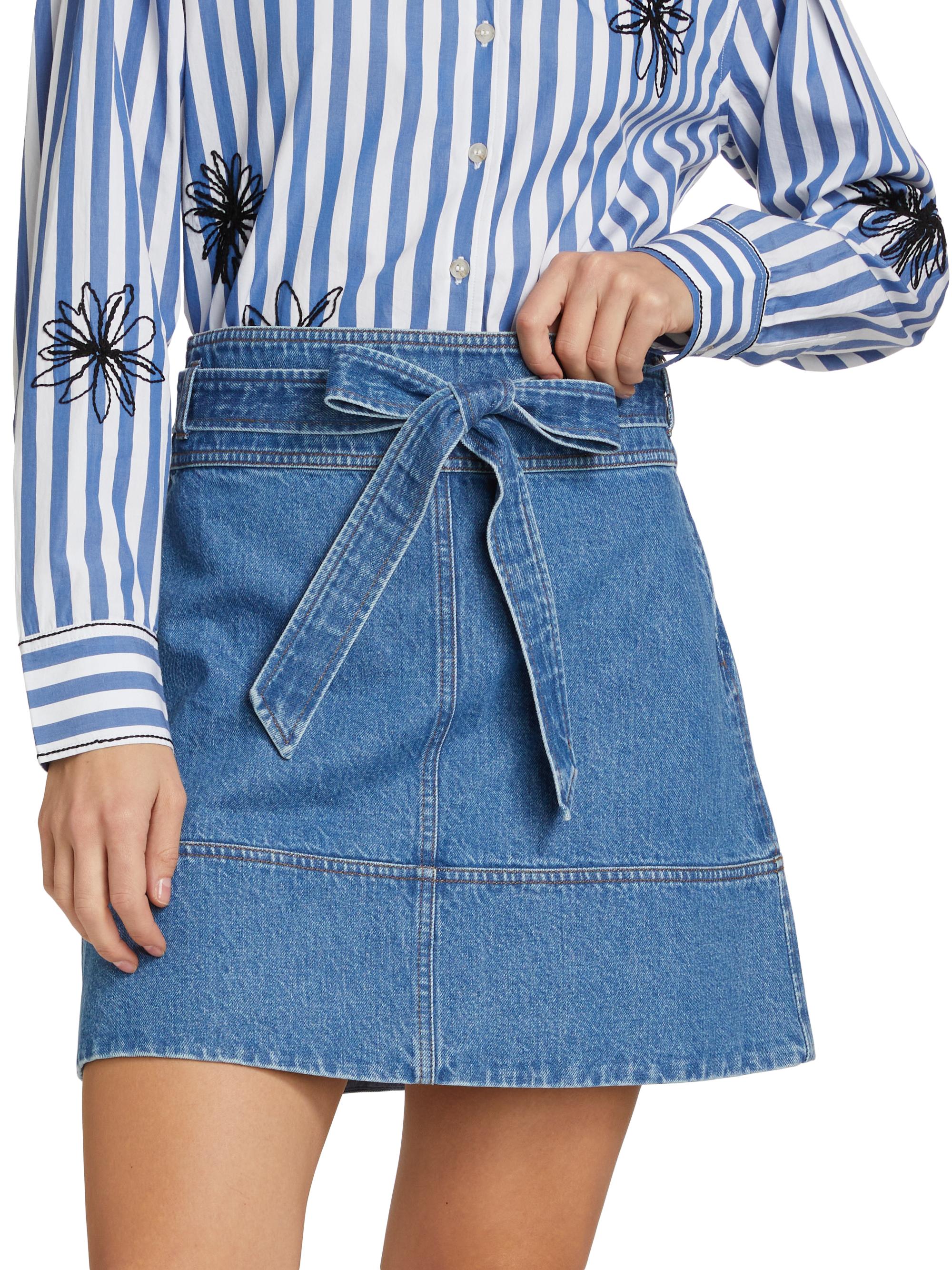 Tanya Taylor Courtney Belted Denim Miniskirt | Saks Fifth Avenue