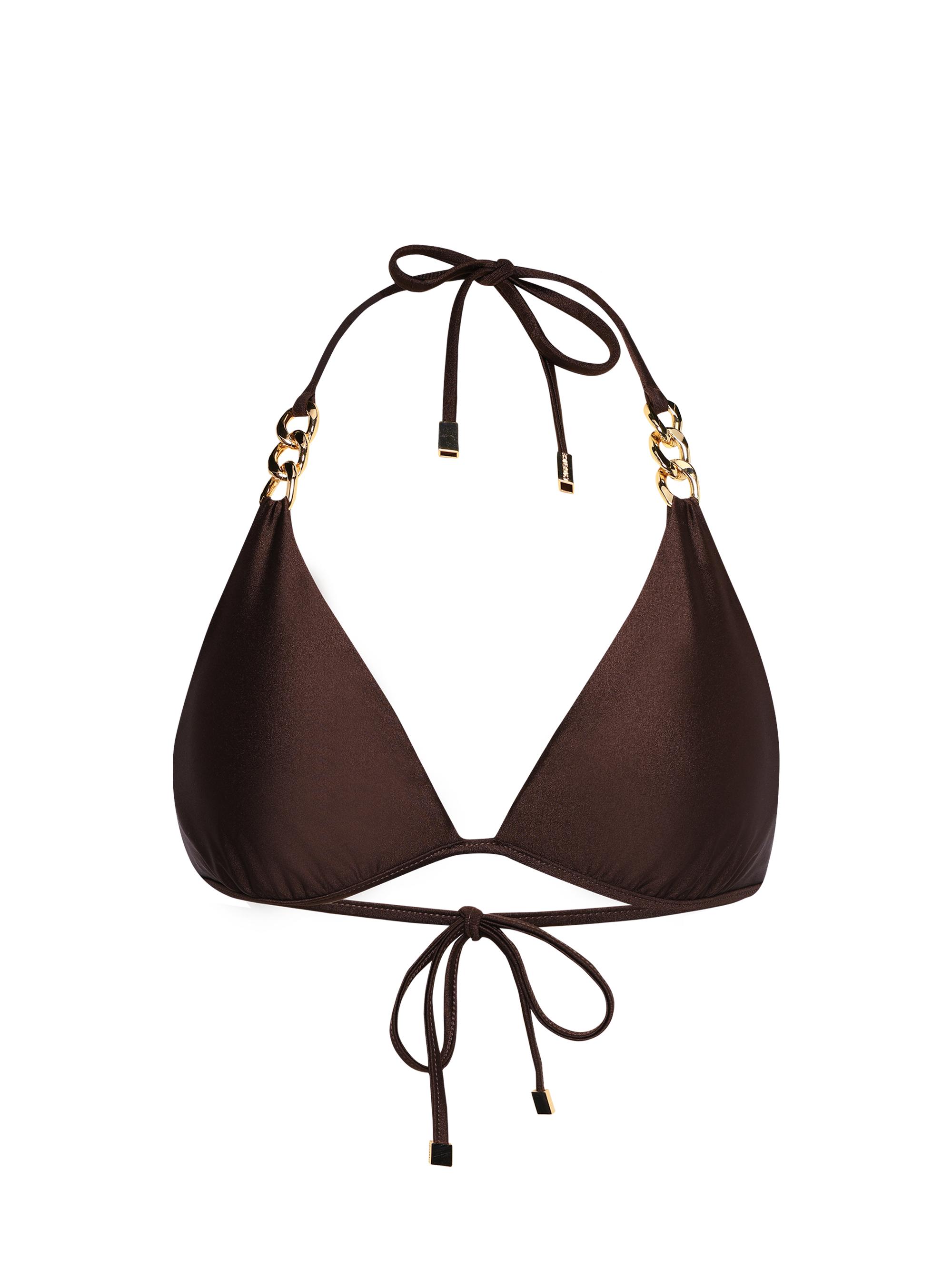L'AGENCE Women's Annabelle Shimmer Triangle Bikini Top - Chocolate