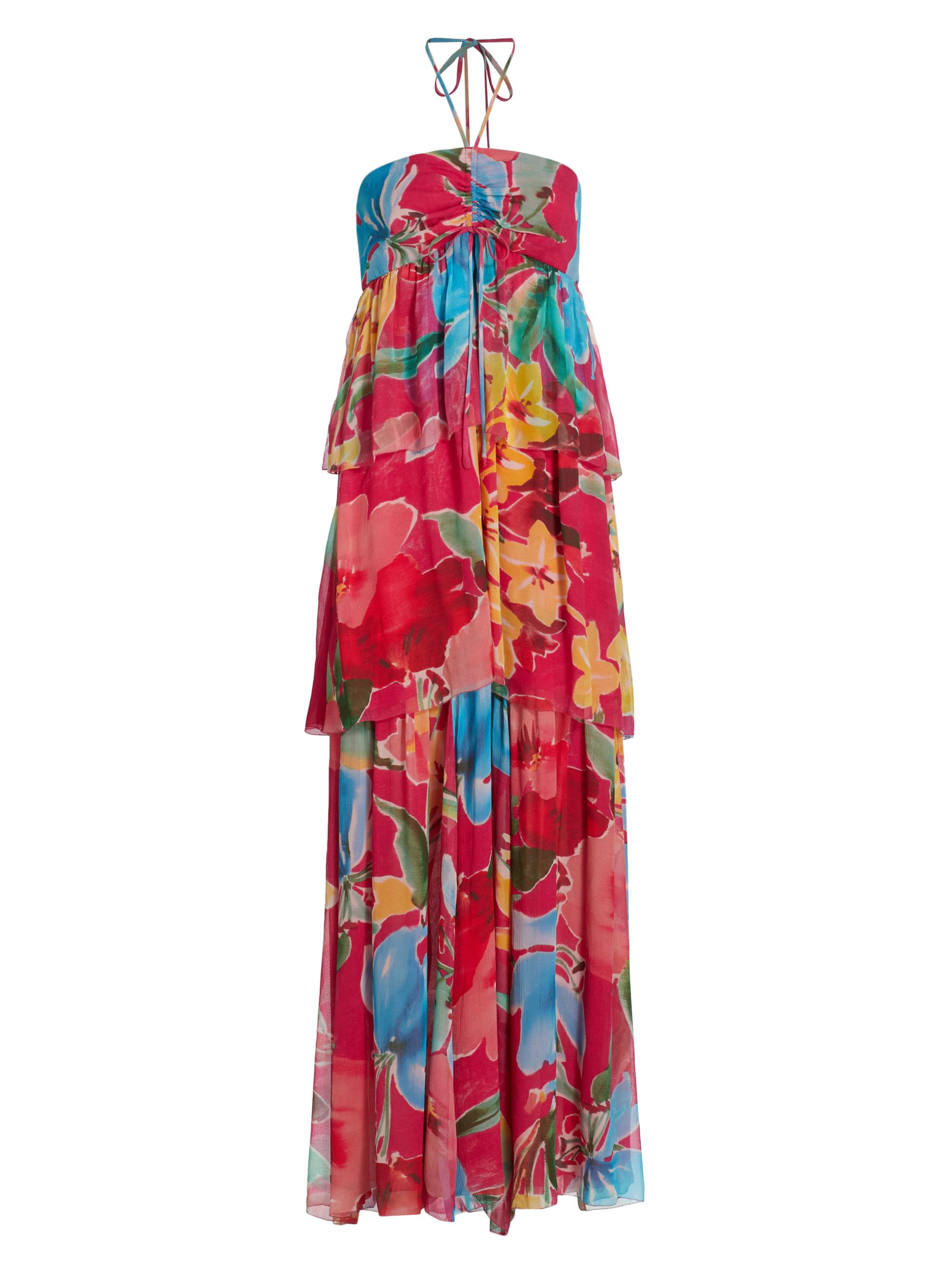 Figue Women's Lula Floral Silk Halter Maxi Dress - Floral Reverie Raspberry Pink