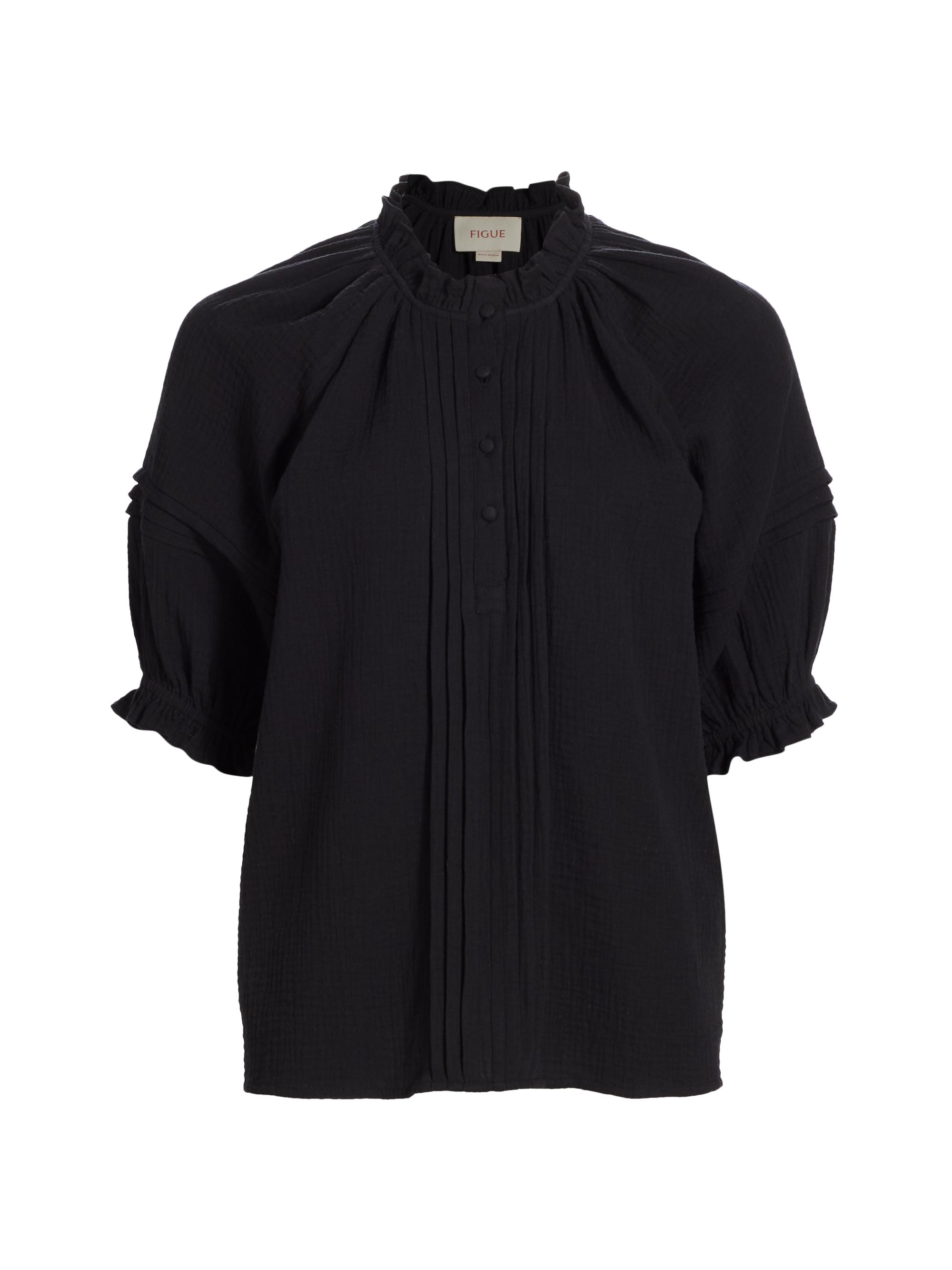 Figue Women's Billie Cotton Pintuck Top - Black