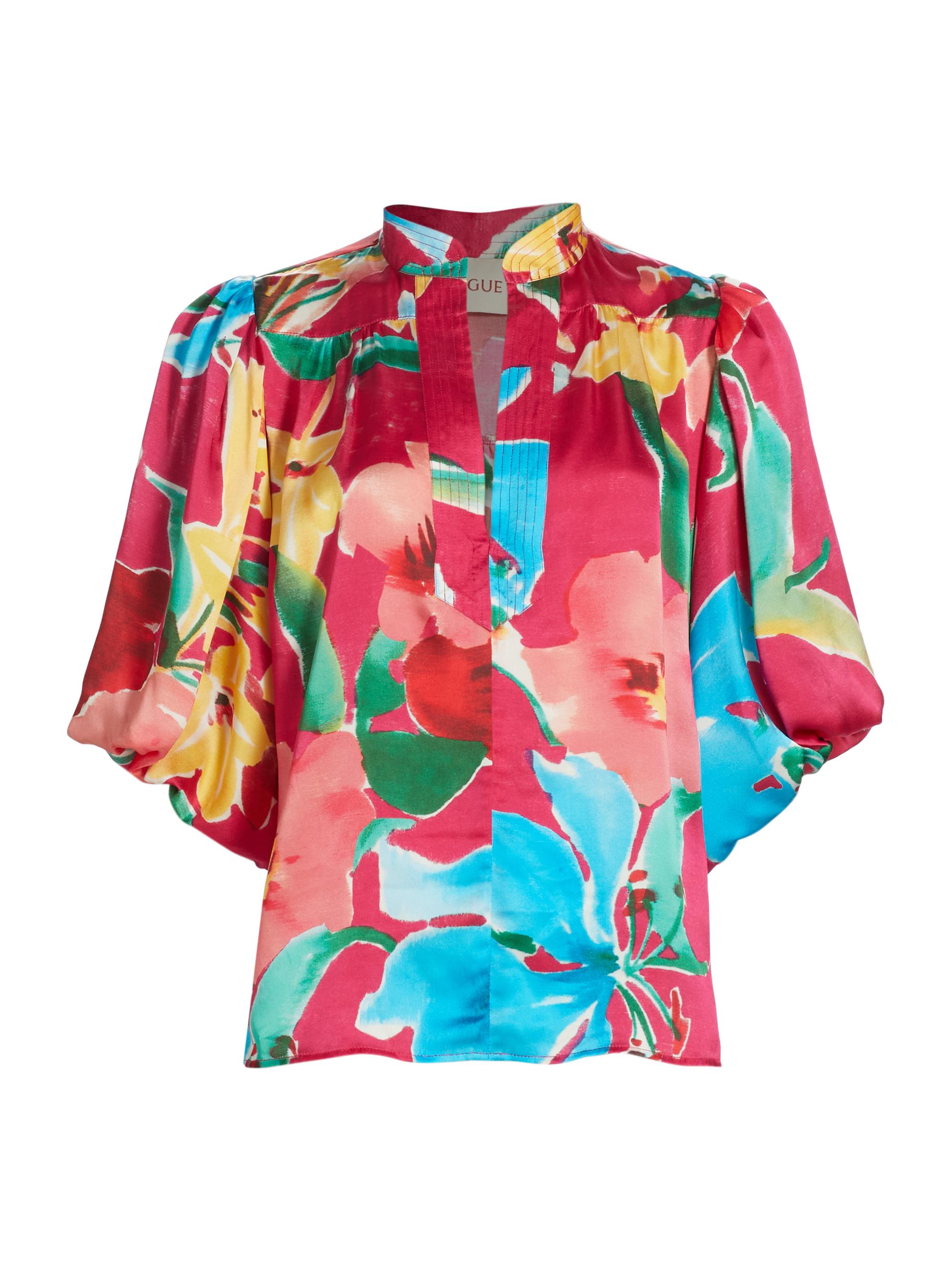 Figue Women's Dani Floral Silk Top - Floral Reverie Raspberry Pink