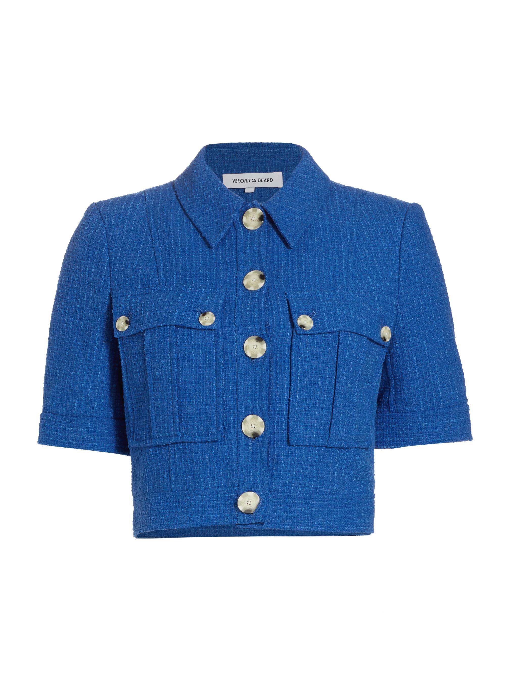 Veronica Beard Women's Rosalina Cotton-Blend Tweed Crop Jacket - Cobalt
