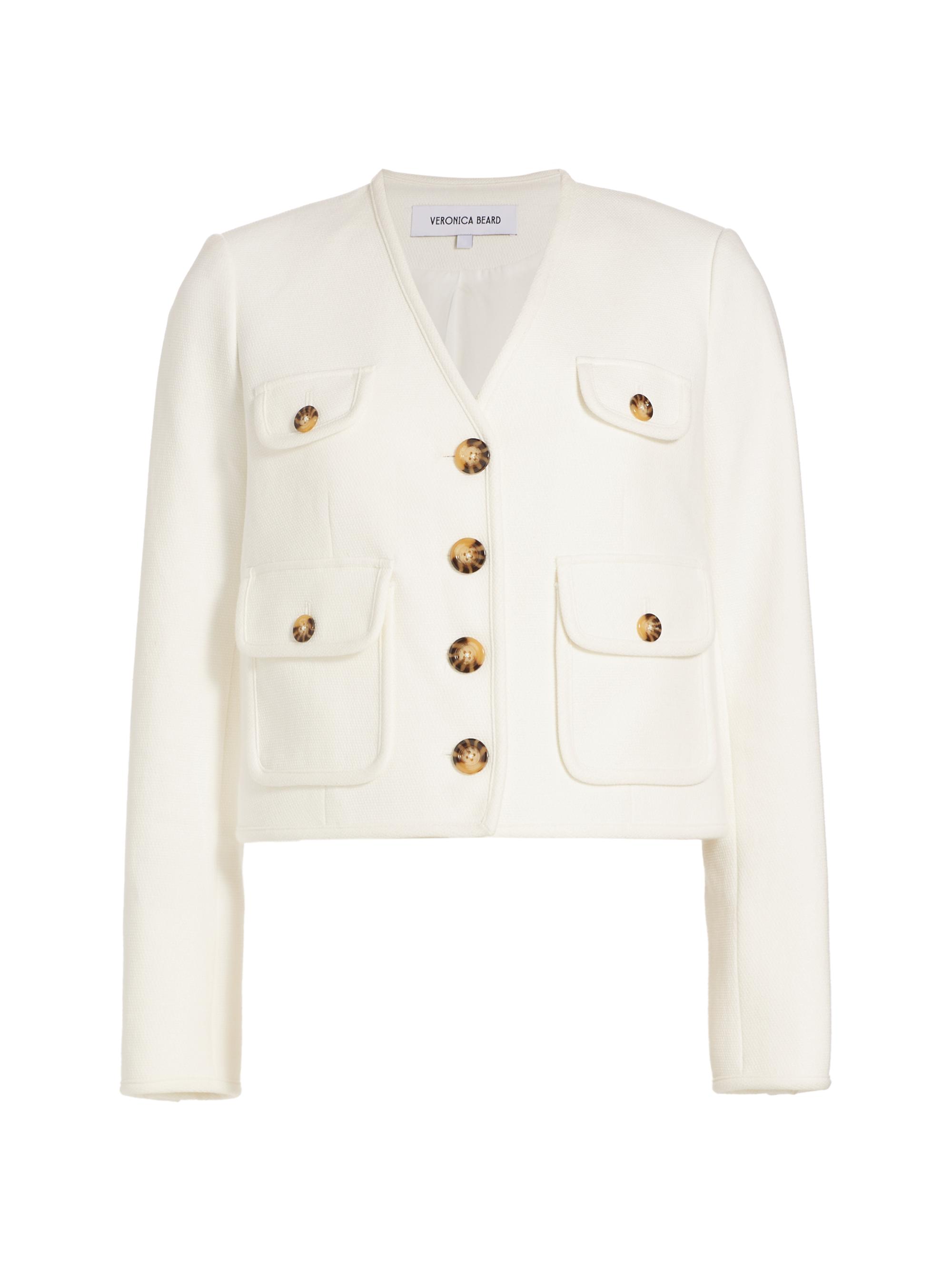 Veronica Beard Women's Isola Stretch Cotton-Blend V-Neck Jacket - Off White