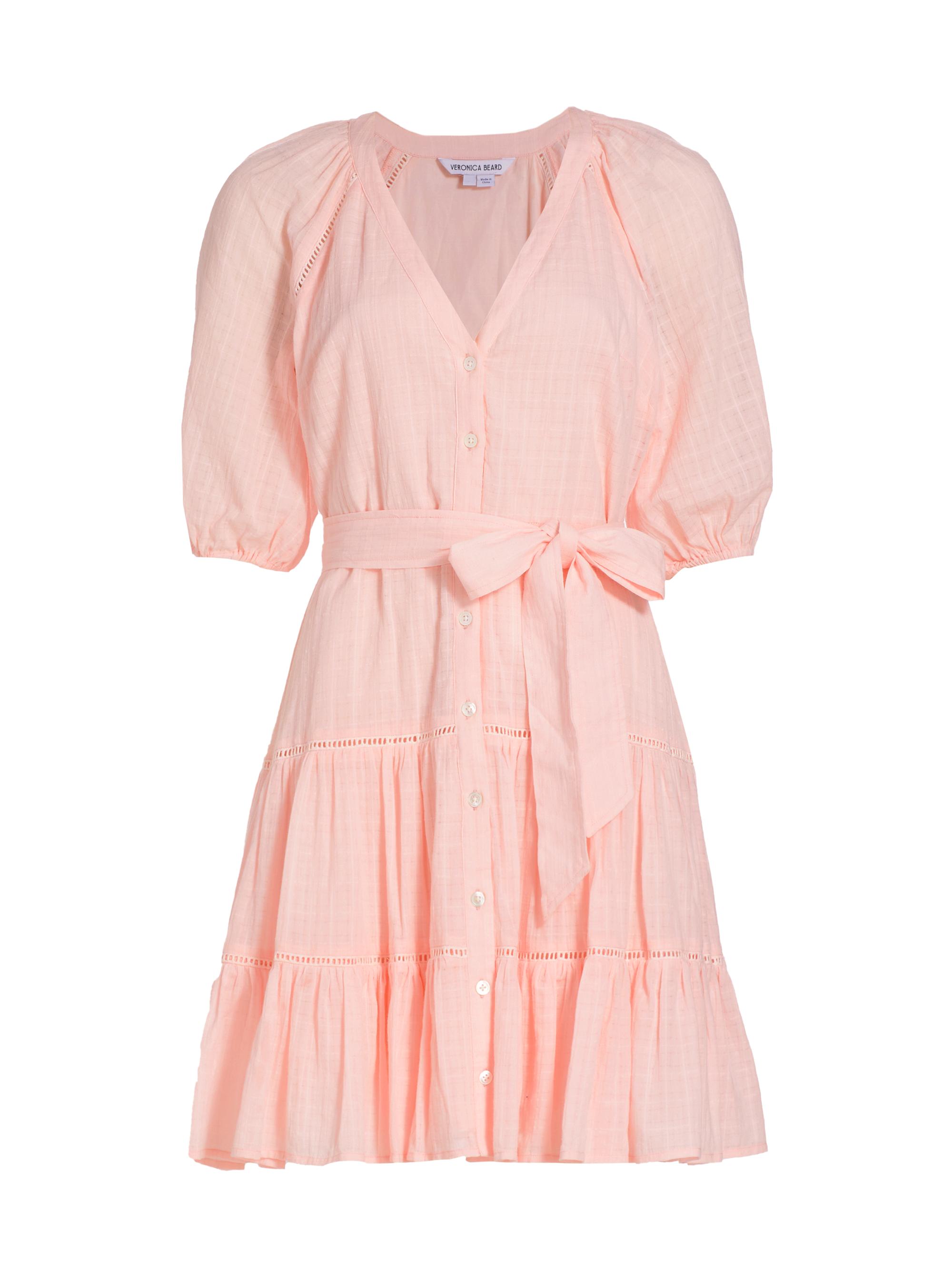 Veronica Beard Women's Dewey Tiered Cotton Tie-Waist Minidress - Pink Haze