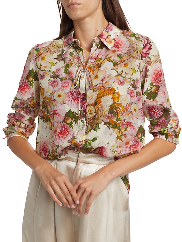 Shop Adam Lippes Floral Silk Tie-Neck Blouse | Saks Fifth Avenue Shop Adam Lippes Floral Silk Tie-Neck Blouse | Saks Fifth Avenue