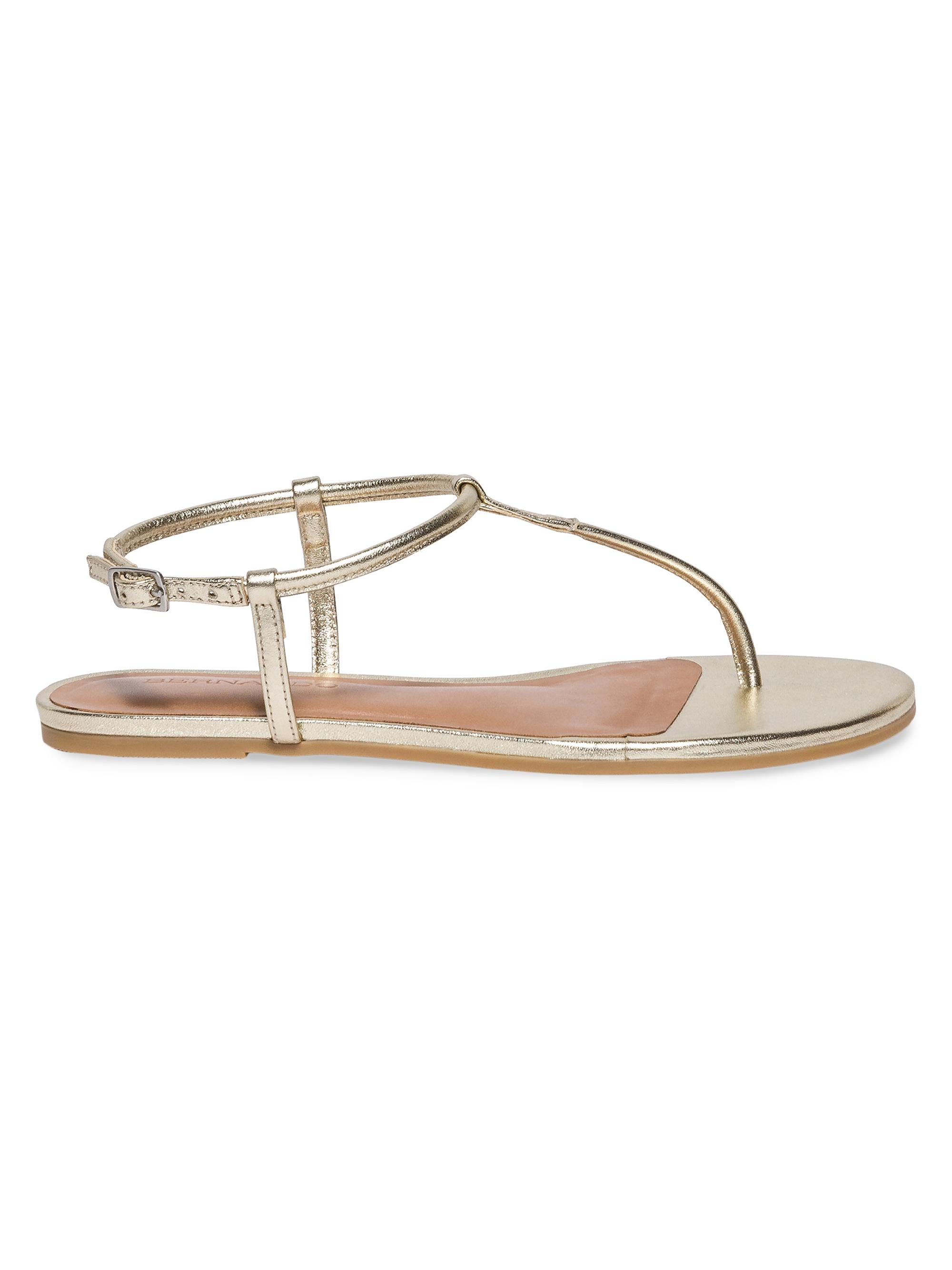 Bernardo Women's Haven Metallic Leather Thong Sandals - Champagne
