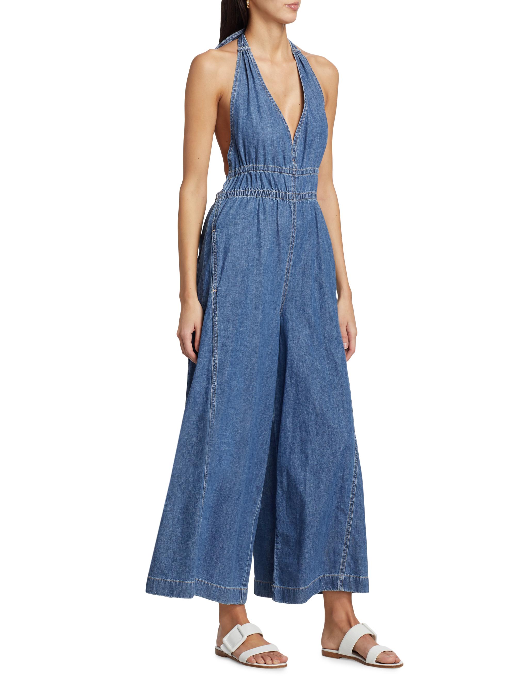 Free People Sunrays Wide-Leg Denim Jumpsuit | Saks Fifth Avenue