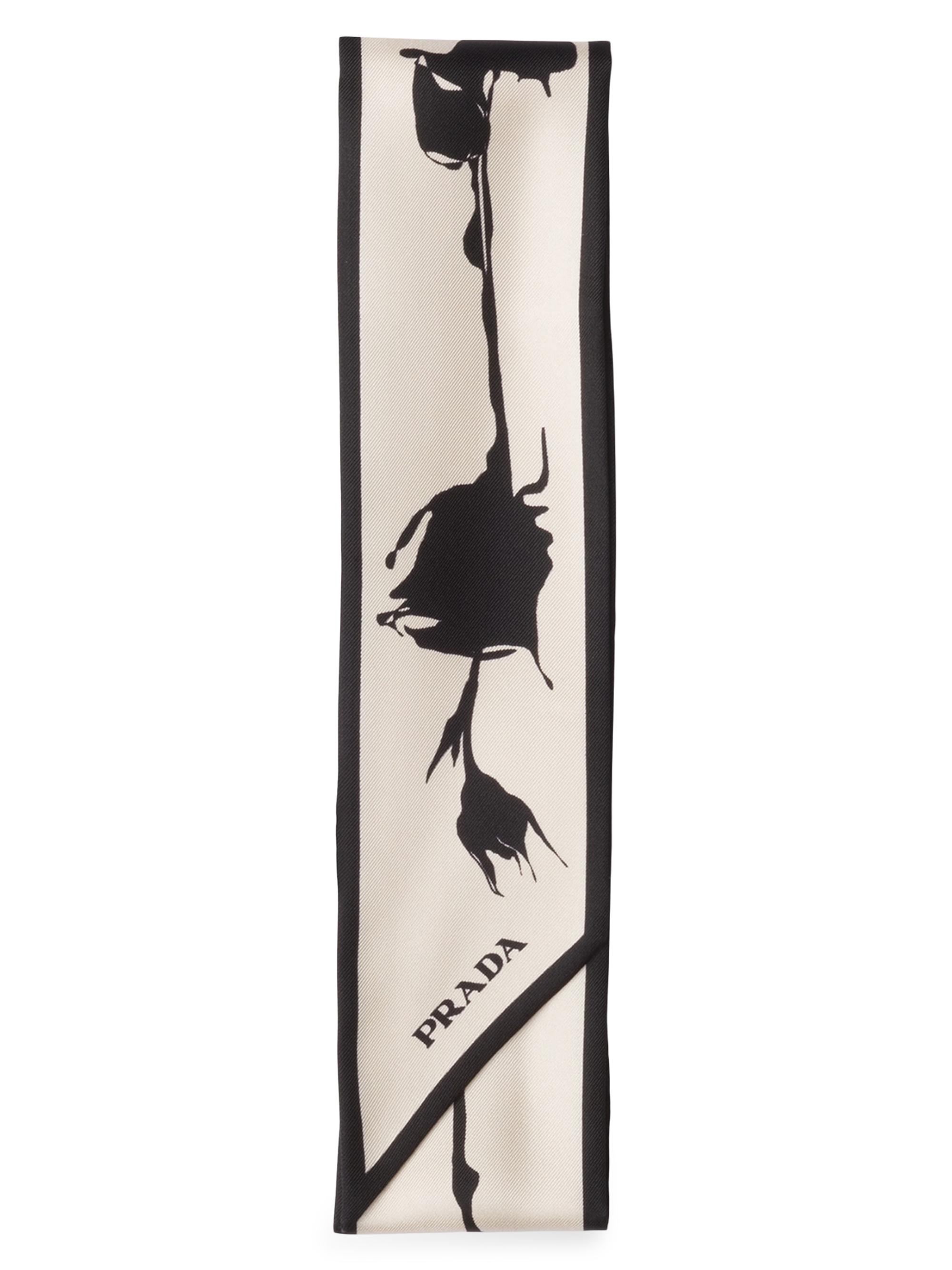 Prada printed twill scarf - White