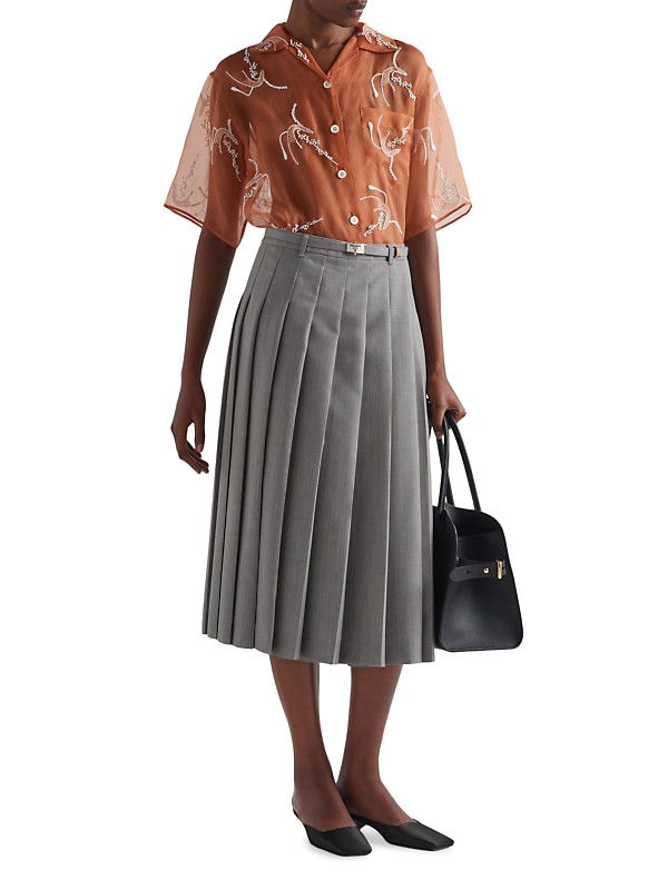 Shop Prada Pleated Wool Skirt | Saks Fifth Avenue Shop Prada Pleated Wool Skirt | Saks Fifth Avenue