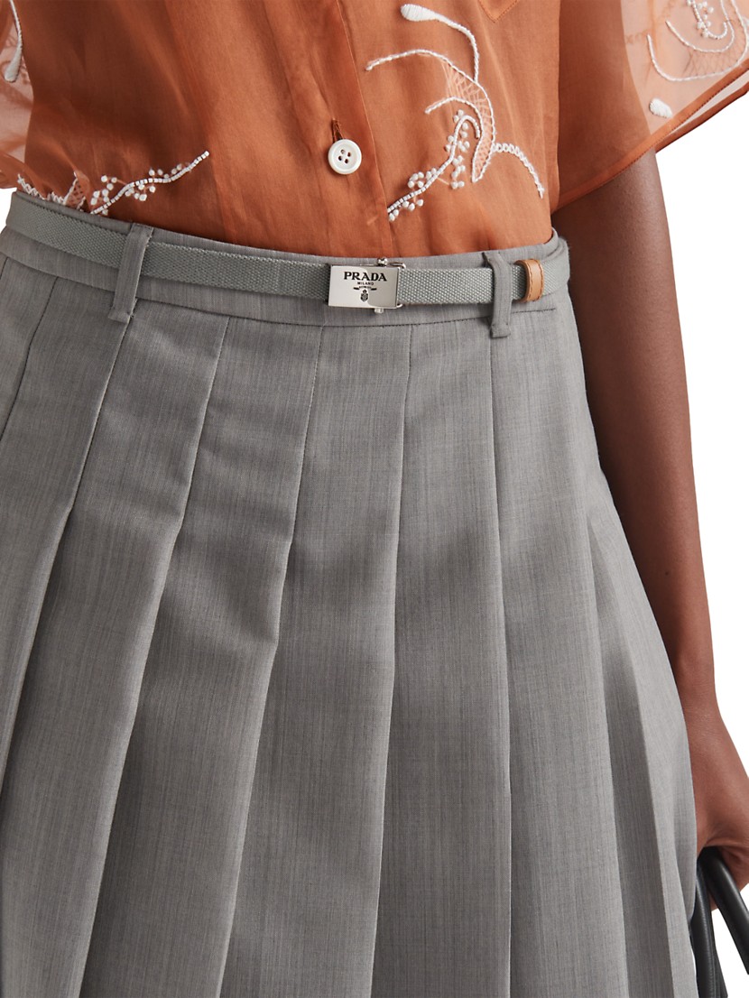 Shop Prada Pleated Wool Skirt | Saks Fifth Avenue Shop Prada Pleated Wool Skirt | Saks Fifth Avenue