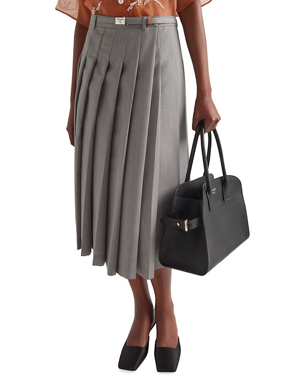 Shop Prada Pleated Wool Skirt | Saks Fifth Avenue Shop Prada Pleated Wool Skirt | Saks Fifth Avenue