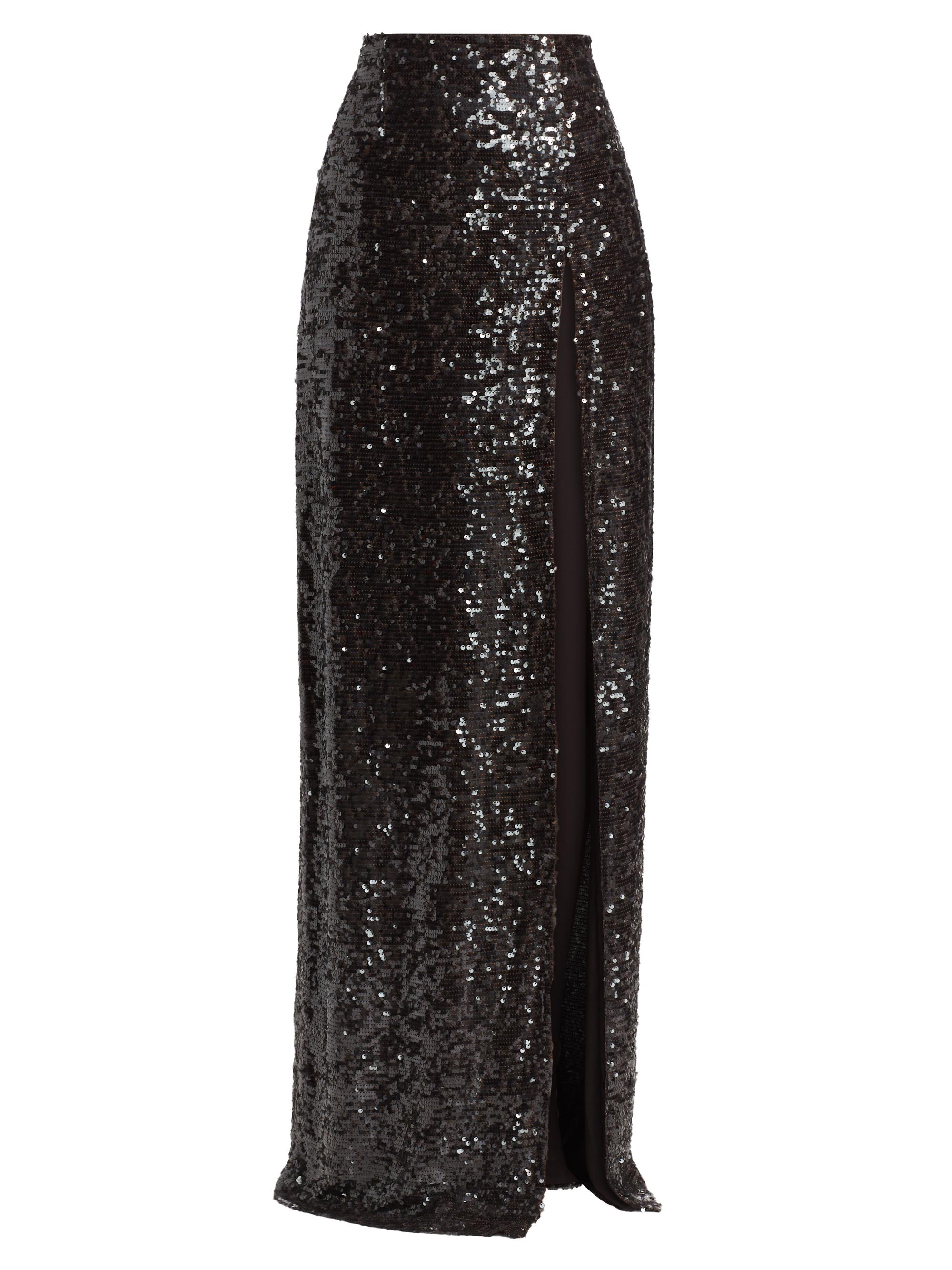 LaPointe Women's Sequined Floor-Length Skirt - Cacao