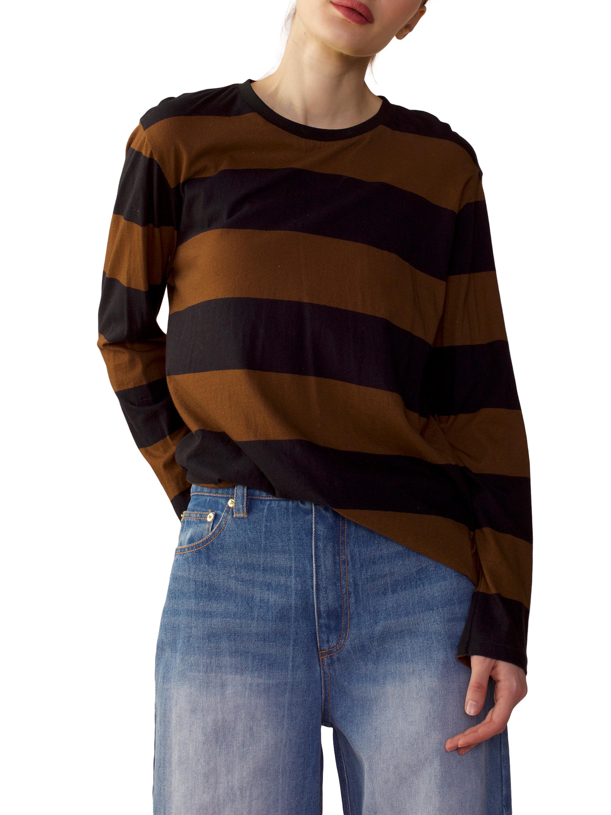 Cynthia Rowley Women's Striped Long-Sleeve T-Shirt - Black Brown