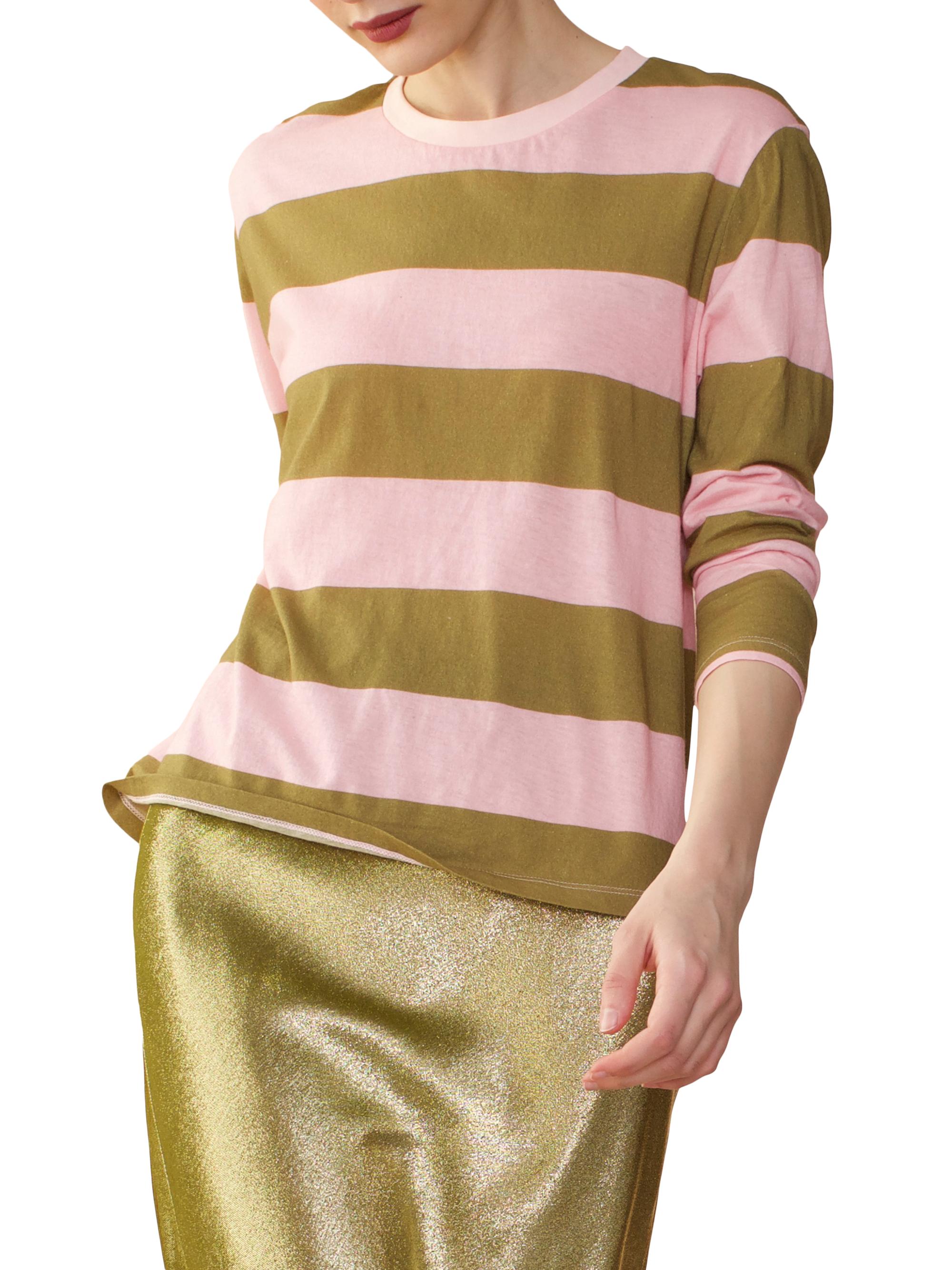 Cynthia Rowley Women's Striped Cotton Long-Sleeve Shirt - Green Pink