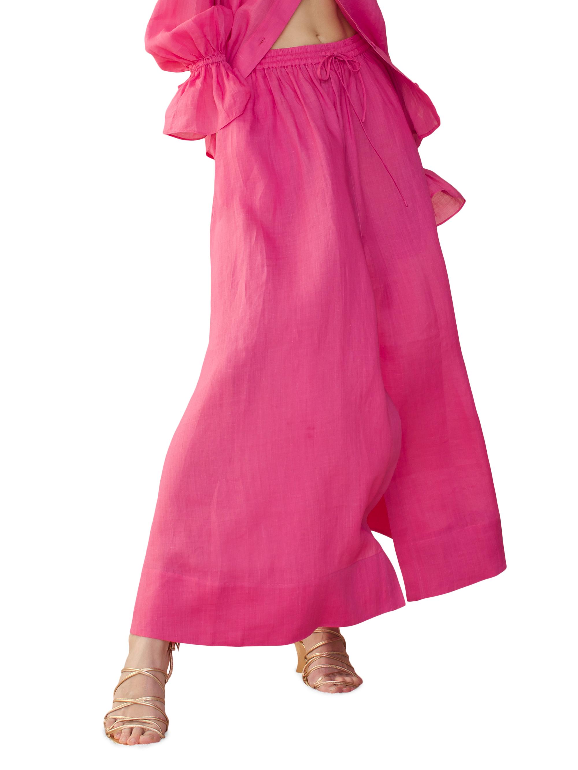 Cynthia Rowley Women's Drawstring Flared Maxi Skirt - Hot Pink