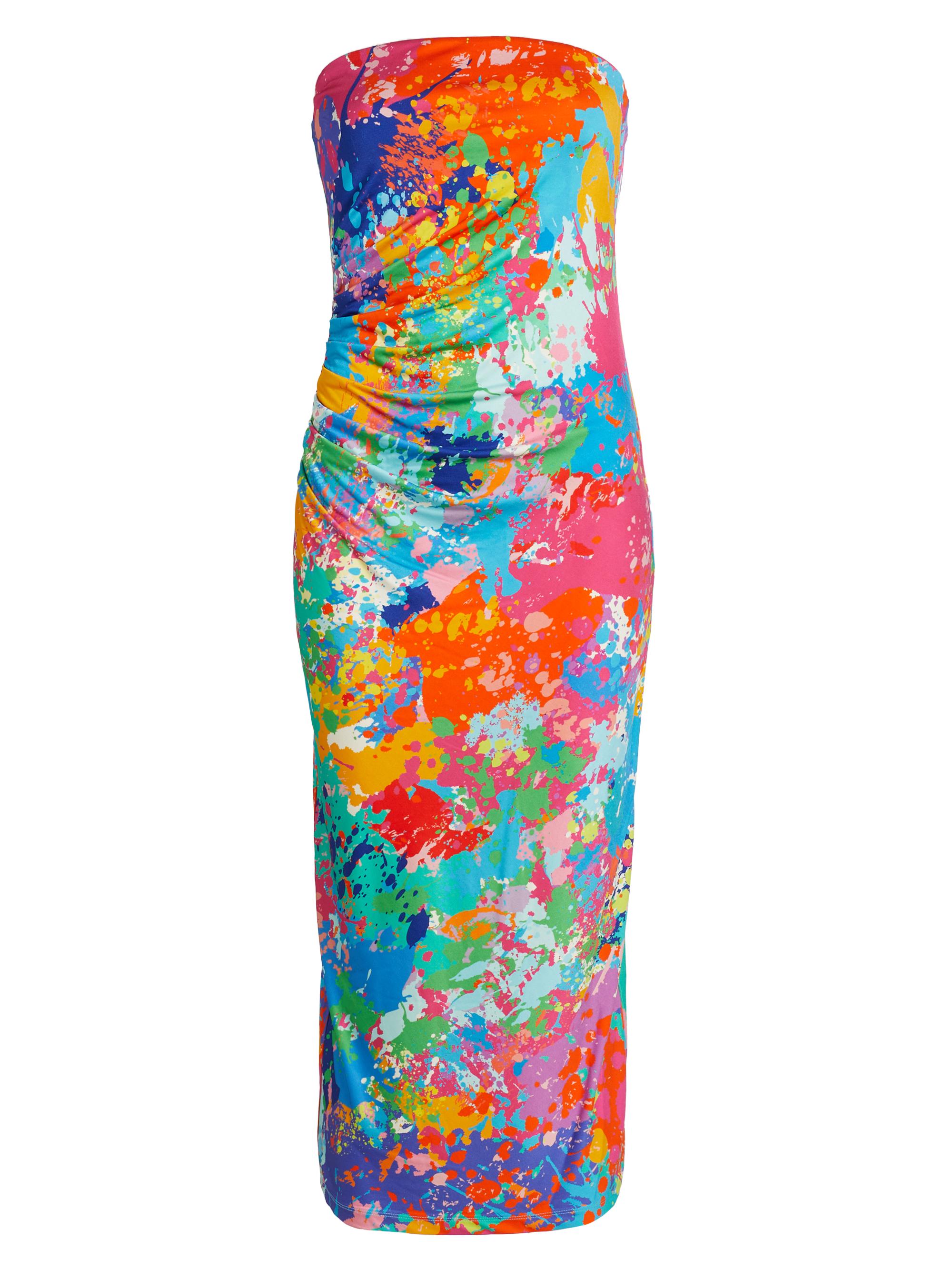 susana monaco Women's Tie-Dye Strapless Tube Midi-Dress - Splatter Print