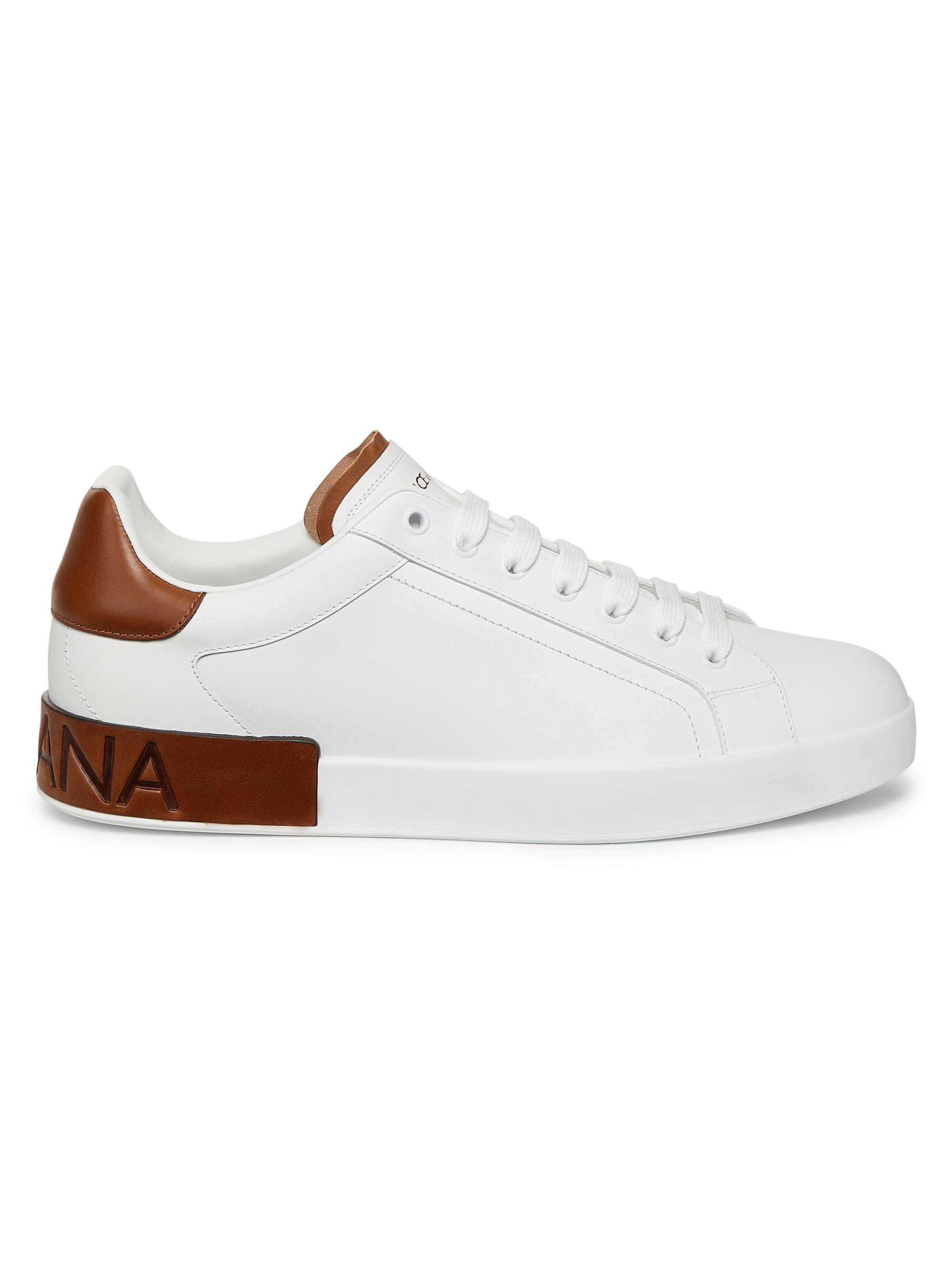 Dolce & Gabbana Men's Portofino Leather Sneakers - White Tan