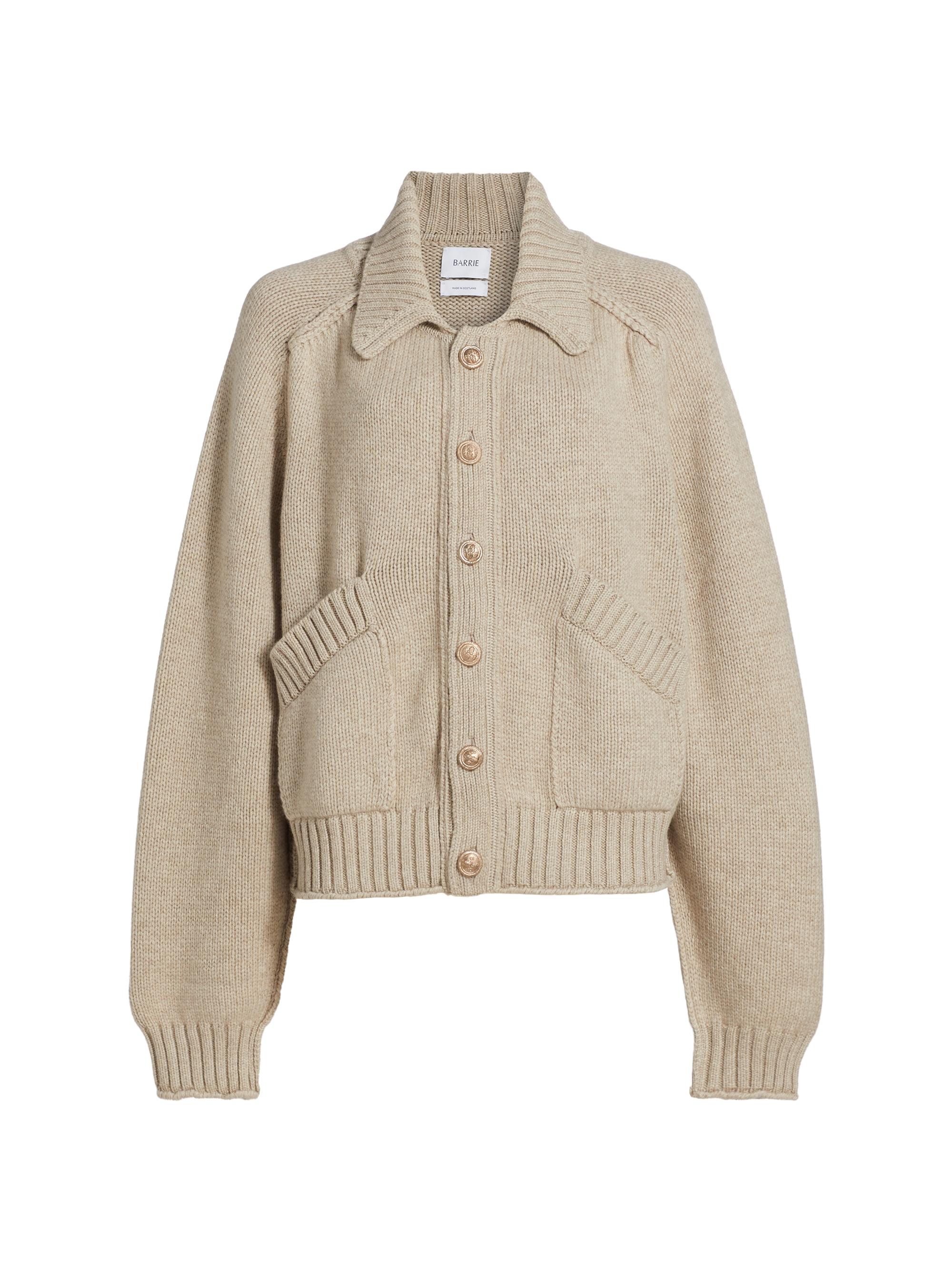 Barrie Women's Cashmere Polo Cardigan - Dark  Dyed