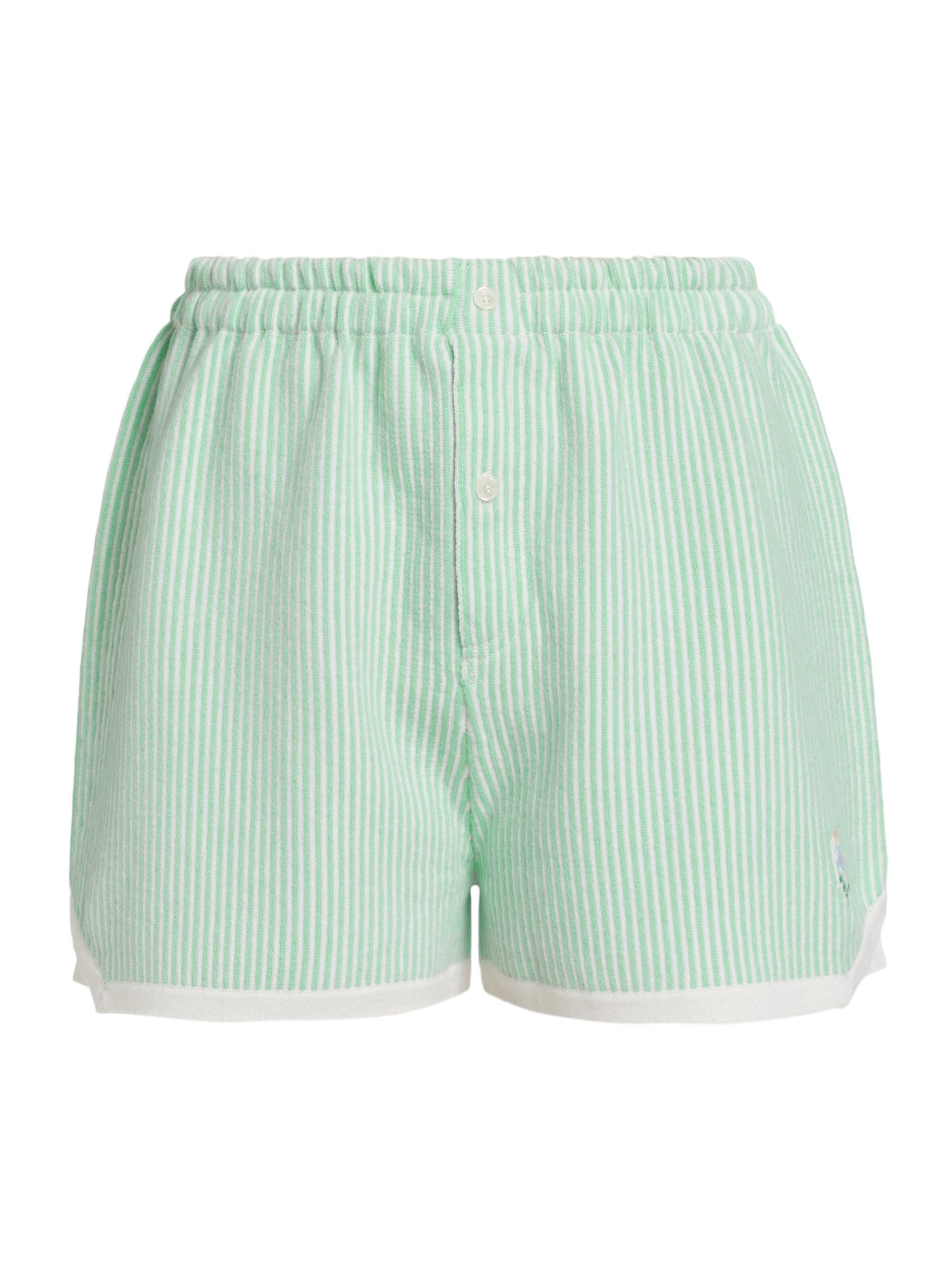 Barrie Women's Cashmere & Cotton Striped Shorts - Stripes Matcha