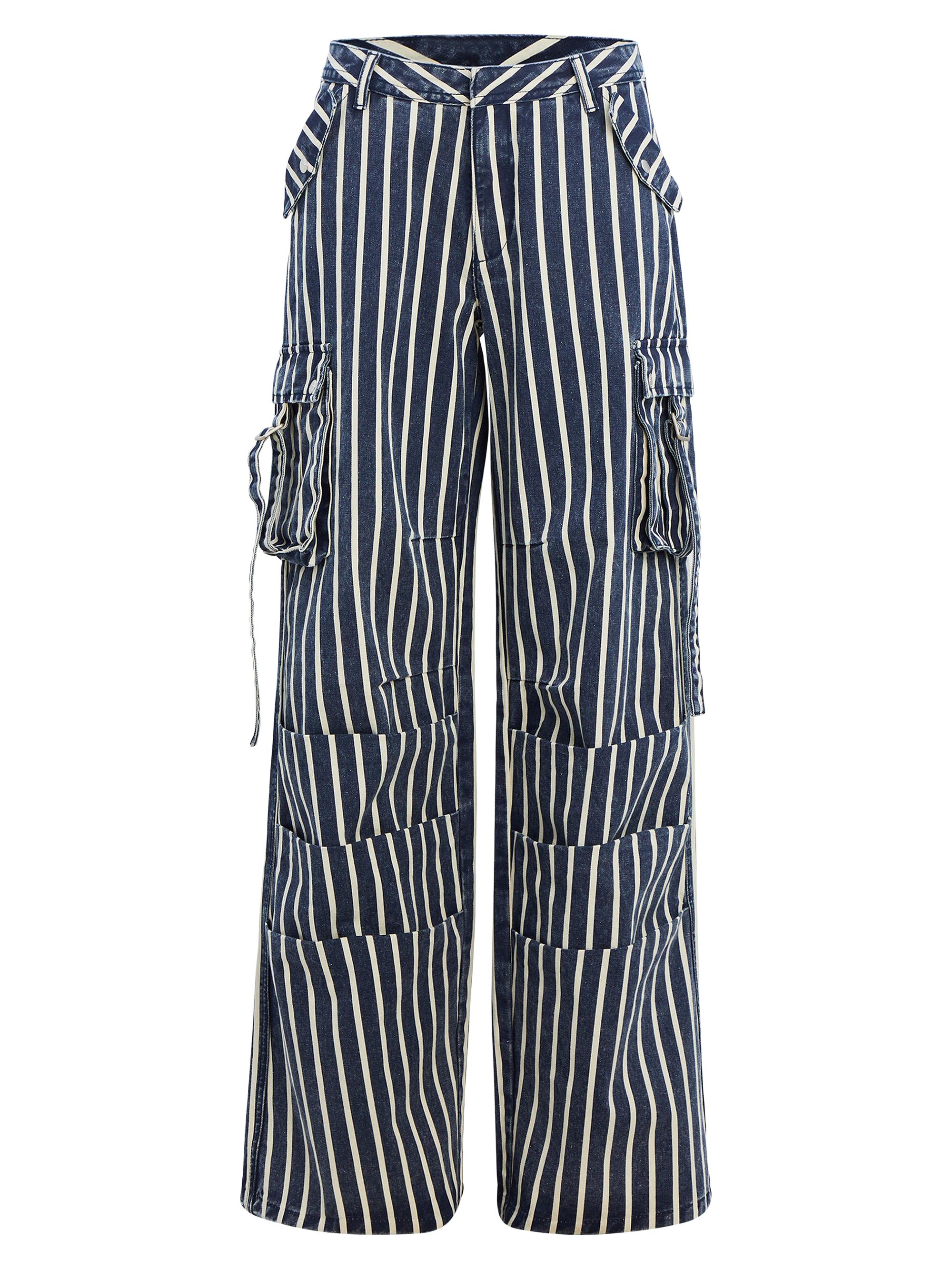 Ser.o.ya Women's Jane Cargo Pants - Navy Stripe