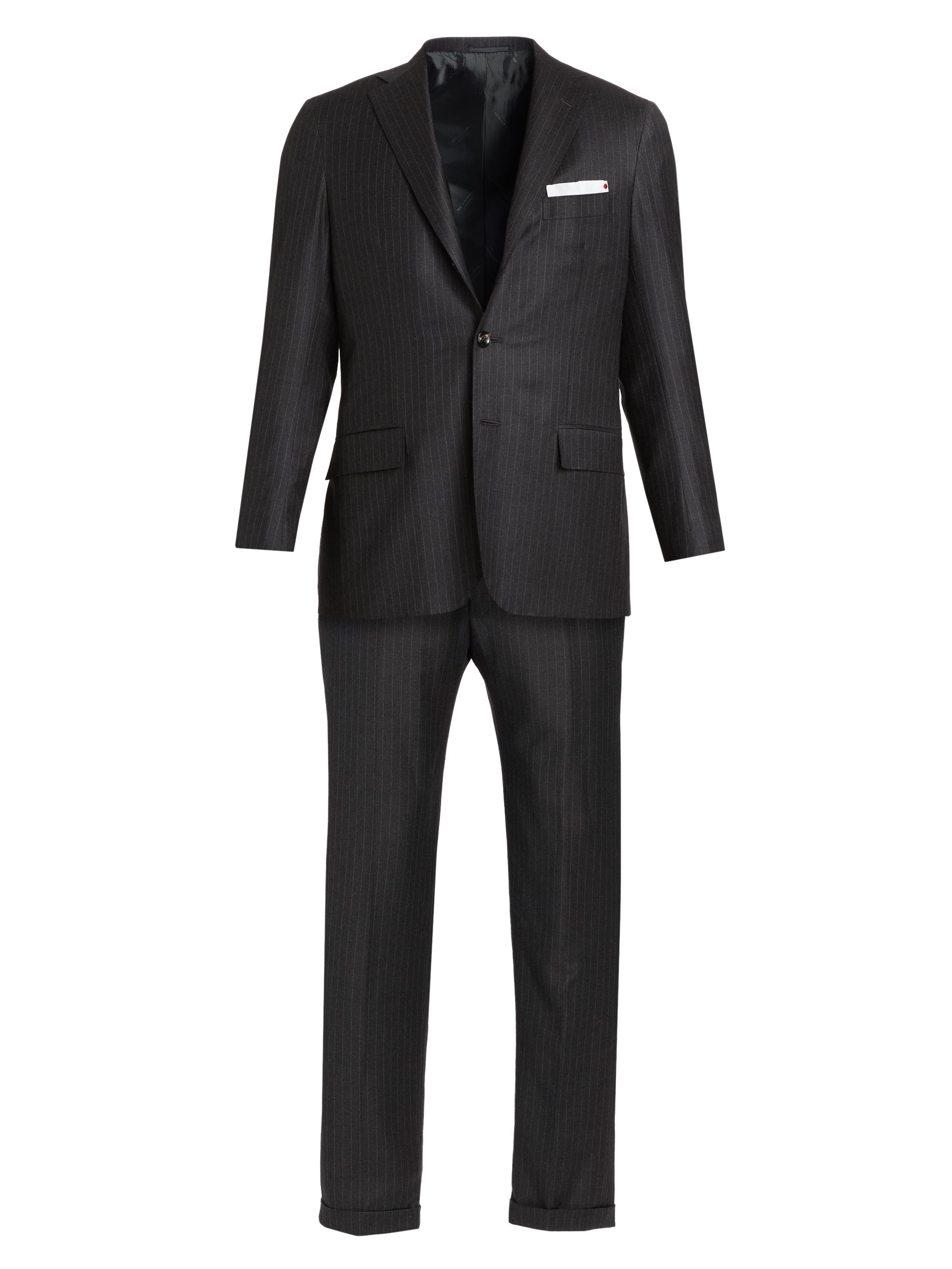 Kiton Men's Wool Pinstriped Suit - Dark Grey | Thumbnail 8