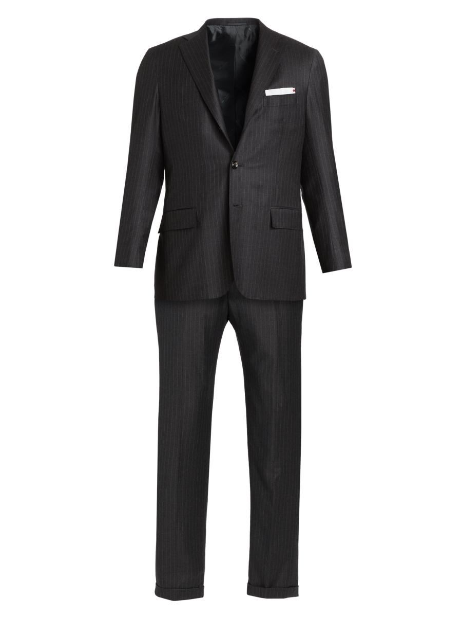 Kiton Men's Wool Pinstriped Suit In Gray