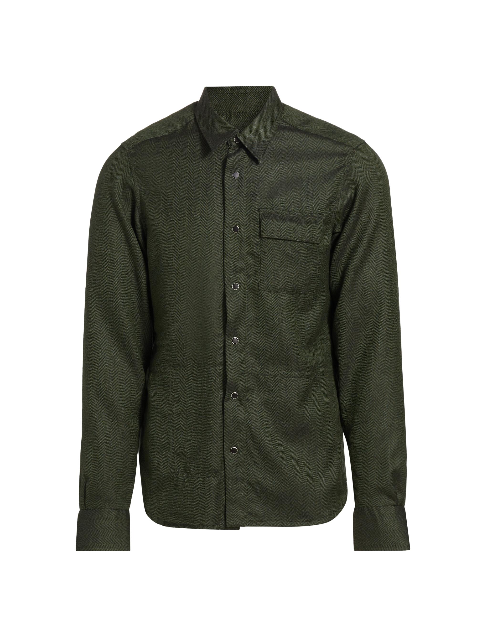 Kiton Men's Cashmere-Blend Snap-Front Shirt - Bordeaux