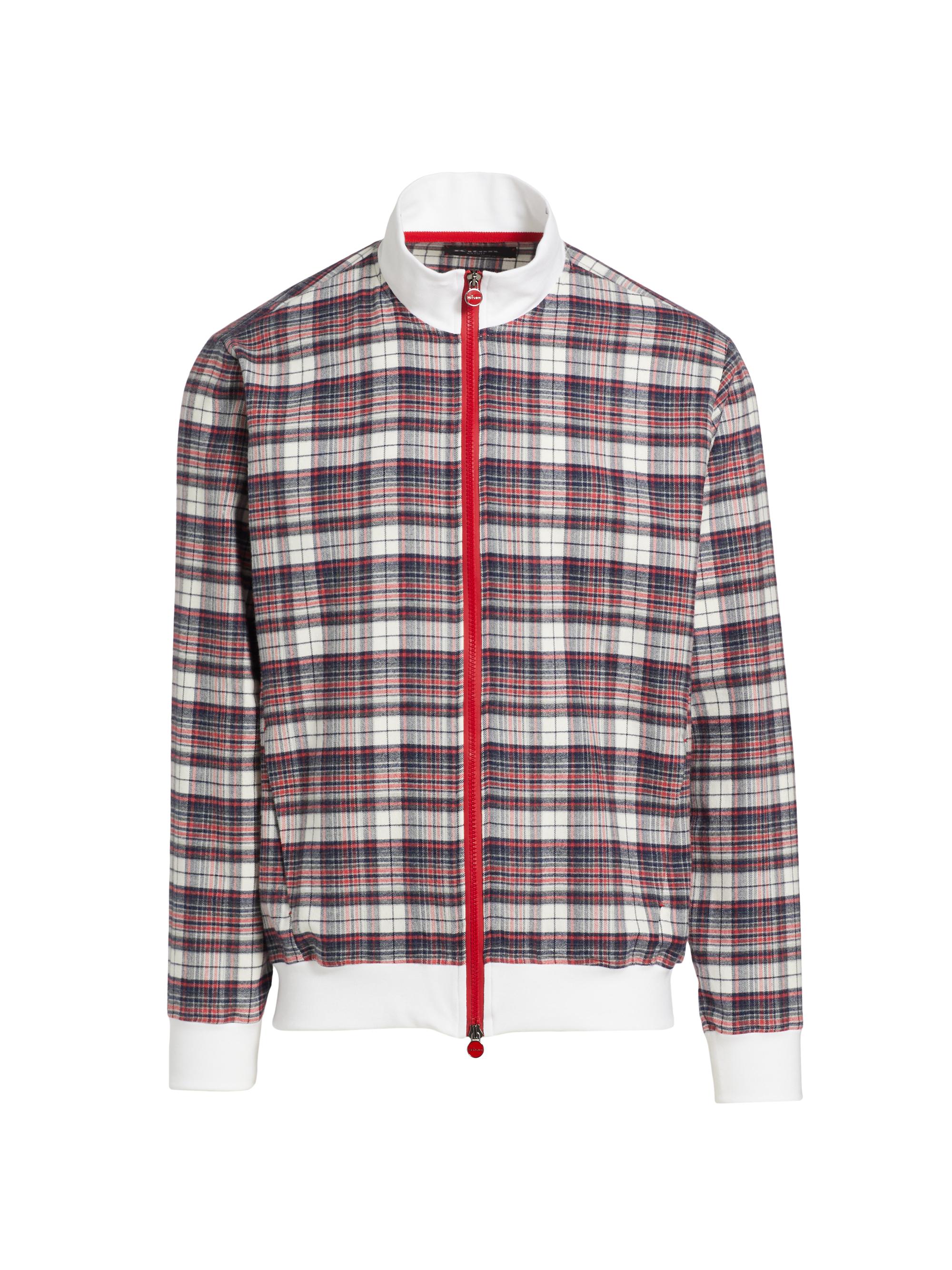 Kiton Men's Plaid Cotton Cardigan - Blue