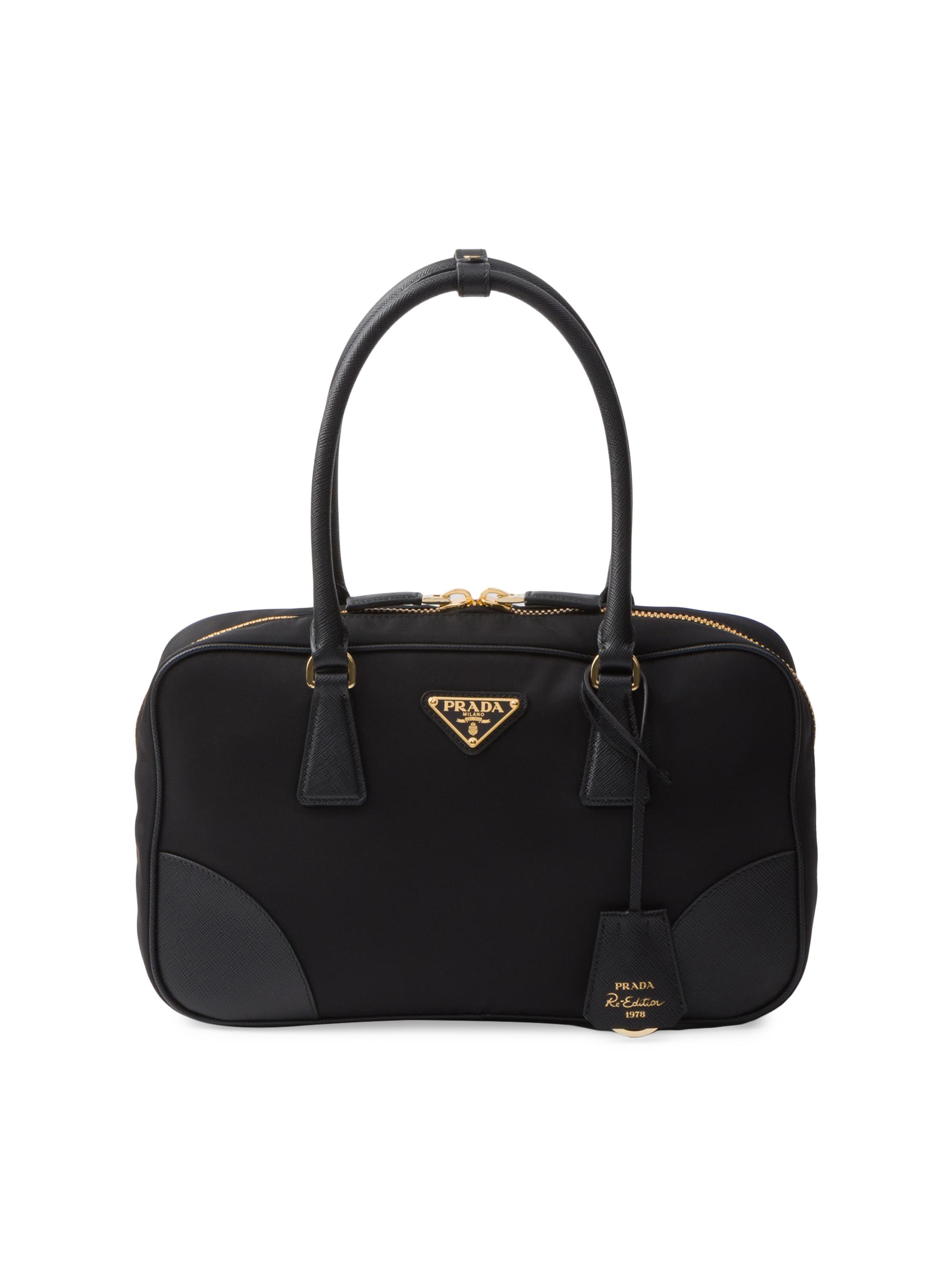 Prada Medium Symbole Embroidered Fabric Top Handle Bag